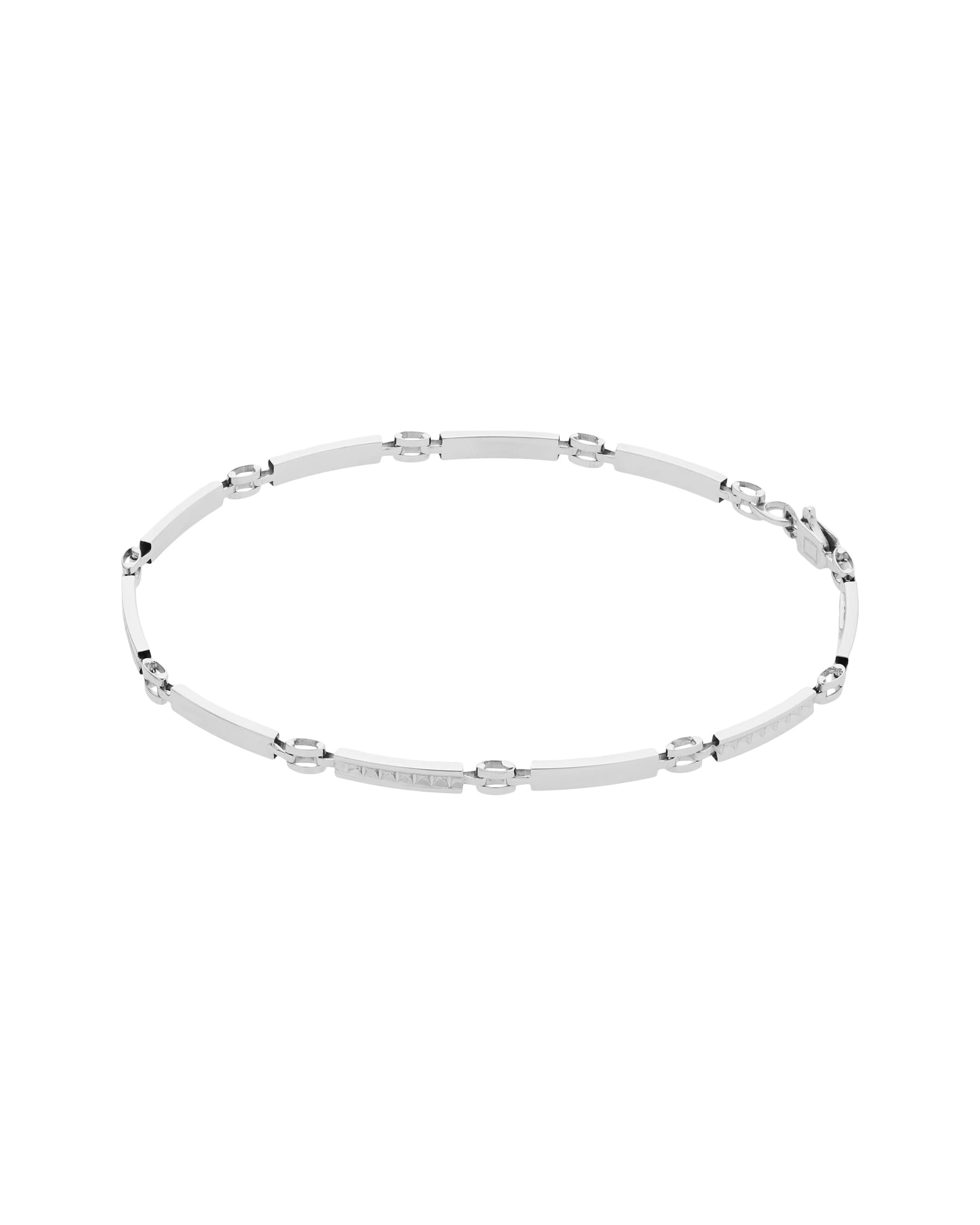 Bracciale in oro bianco maglia modulare lavorato e lucido-1