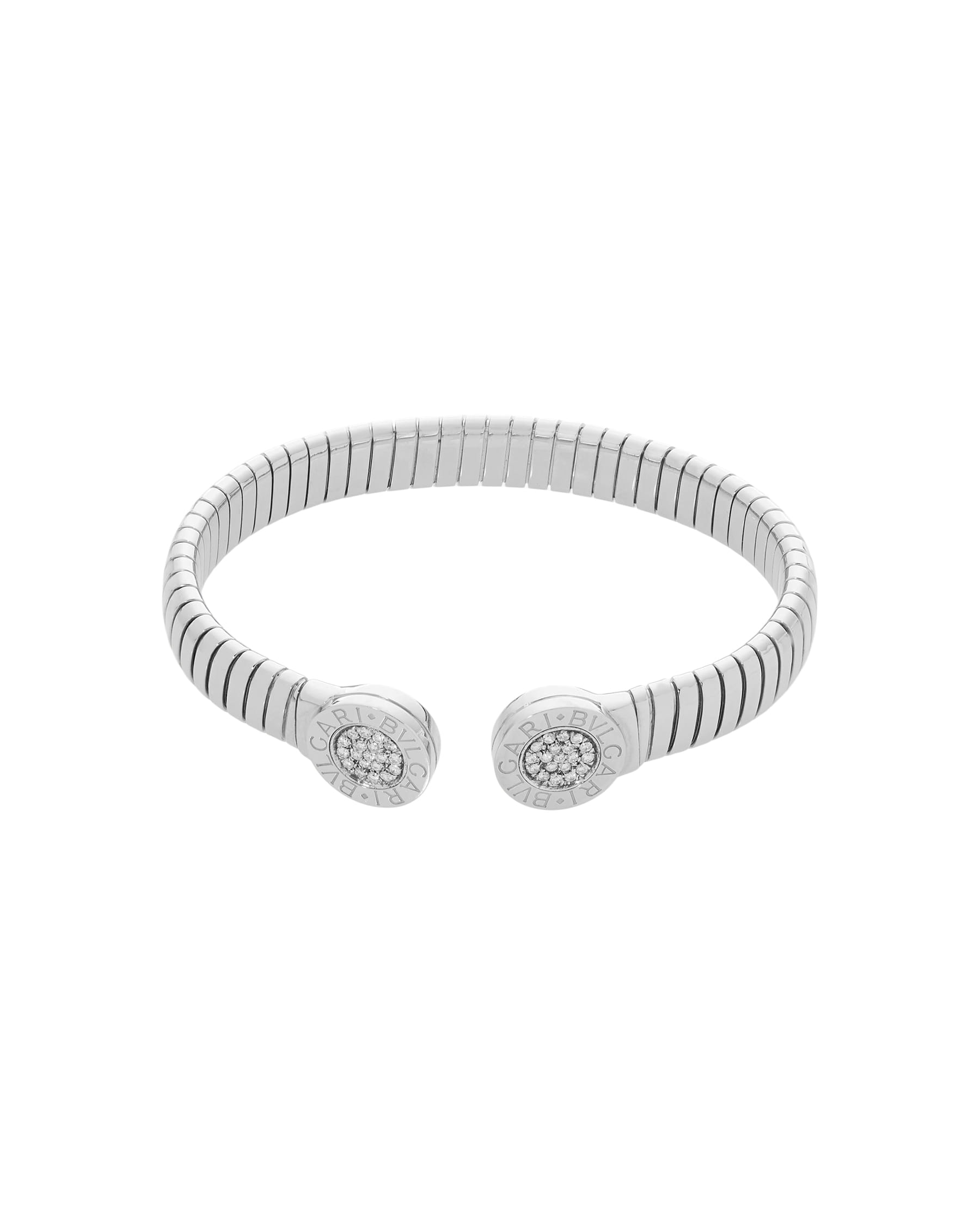 Bracciale bulgari tubogas acciaio e diamanti-1