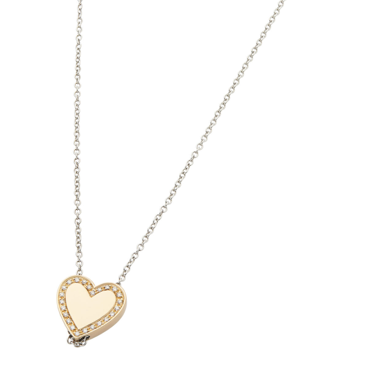 Catenina salvini in oro bianco con ciondolo cuore in oro rosa e diamanti-1