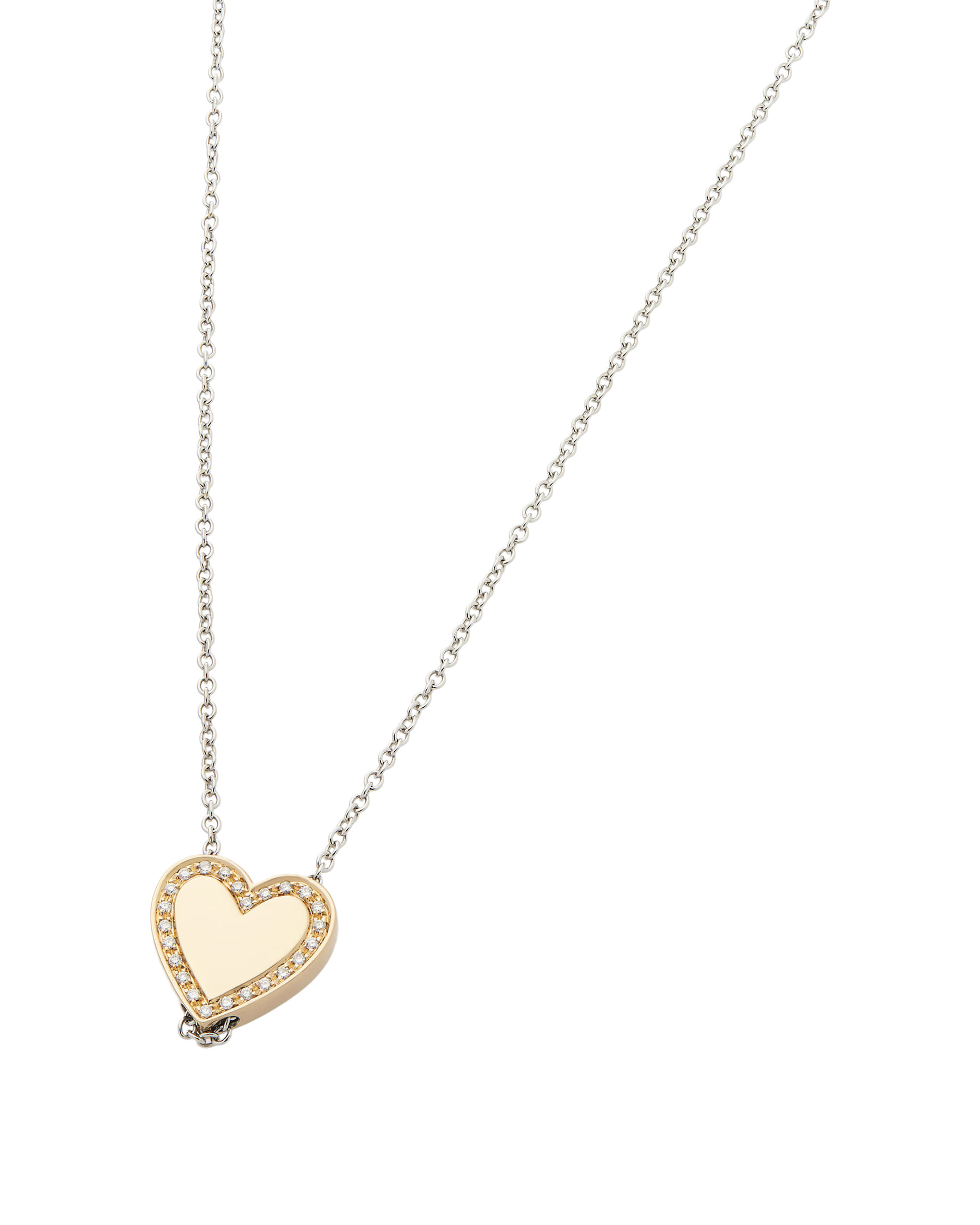 Catenina salvini in oro bianco con ciondolo cuore in oro rosa e diamanti-1