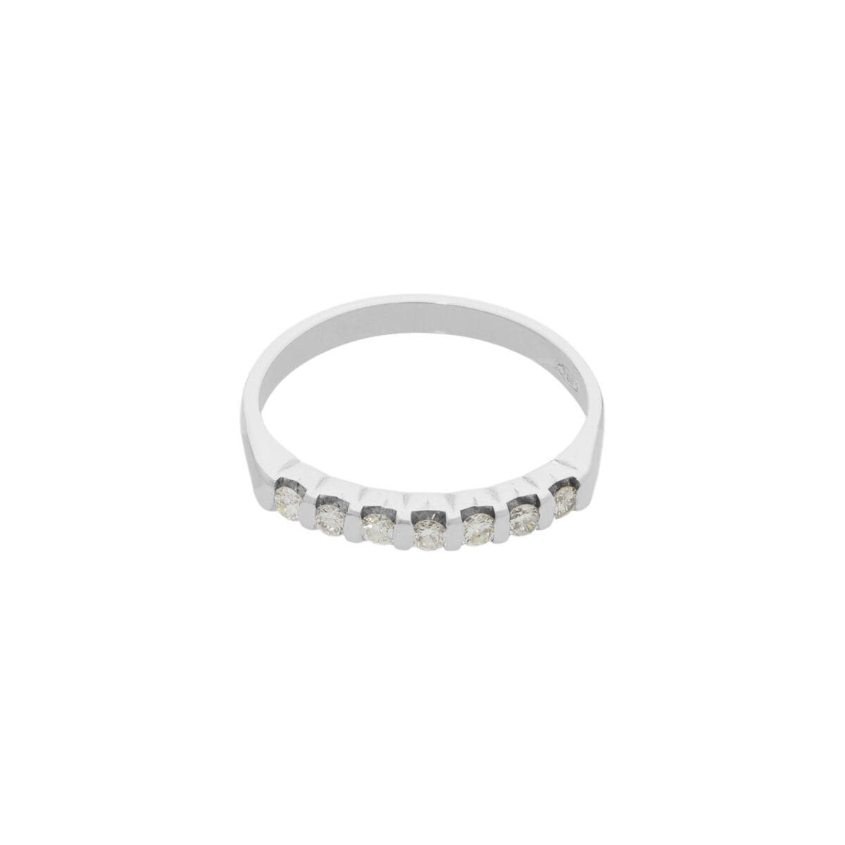 Anello veretta in oro bianco e 7 diamanti 0,14 ct-1