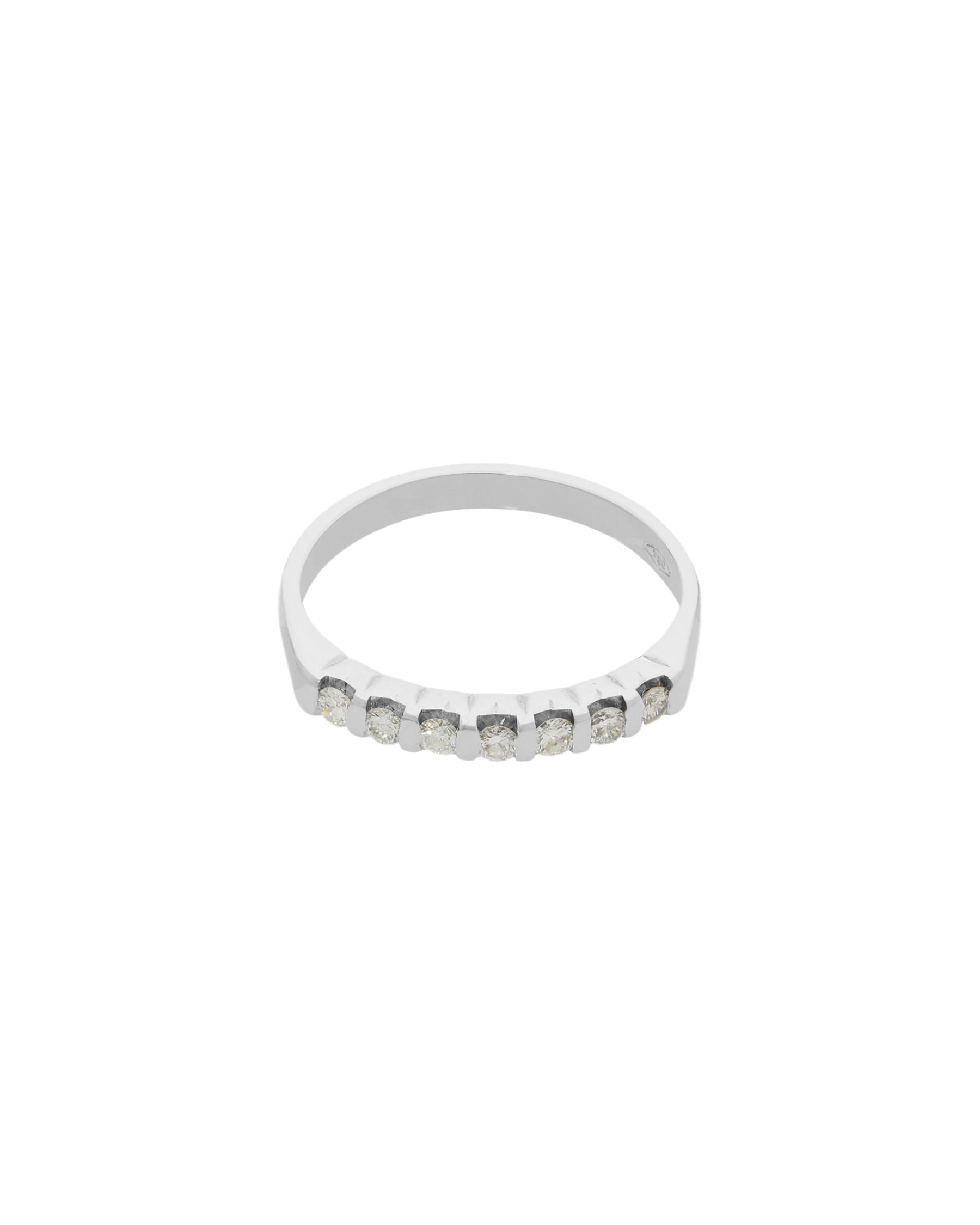 Anello veretta in oro bianco e 7 diamanti 0,14 ct-1