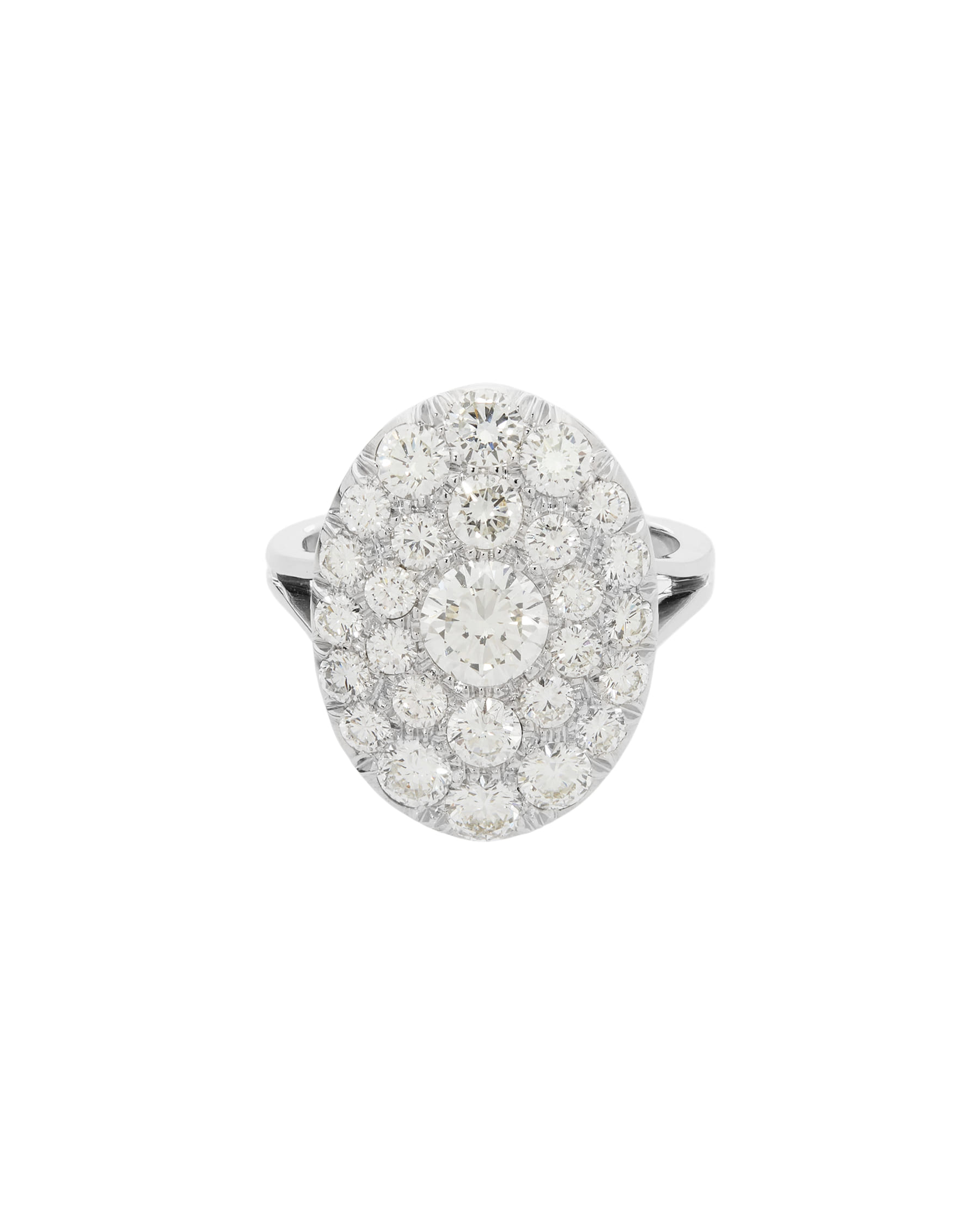 Anello in oro bianco ovale con pavé di diamanti-1