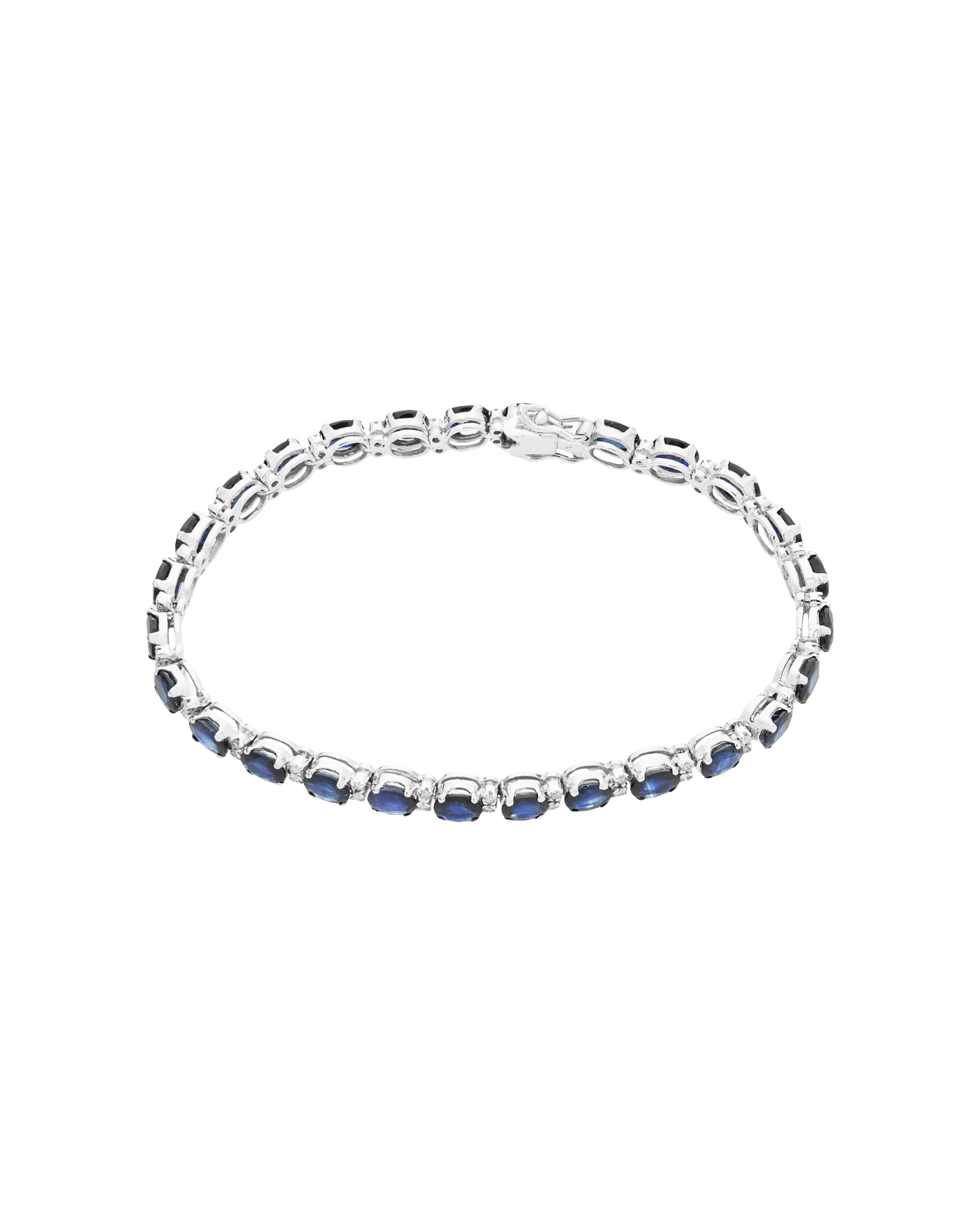 Bracciale tennis in oro bianco con zaffiri blu e diamanti-1
