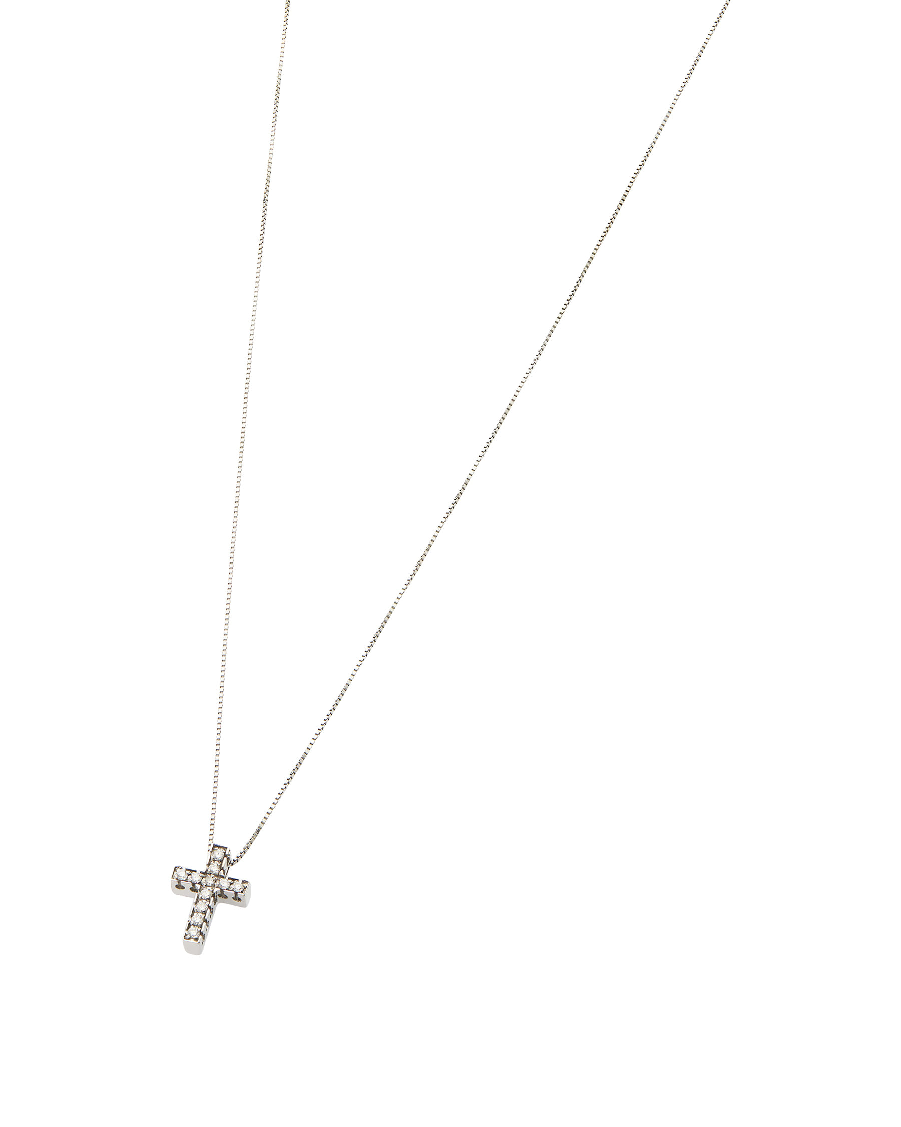 Collana in oro bianco con ciondolo croce con diamanti-1