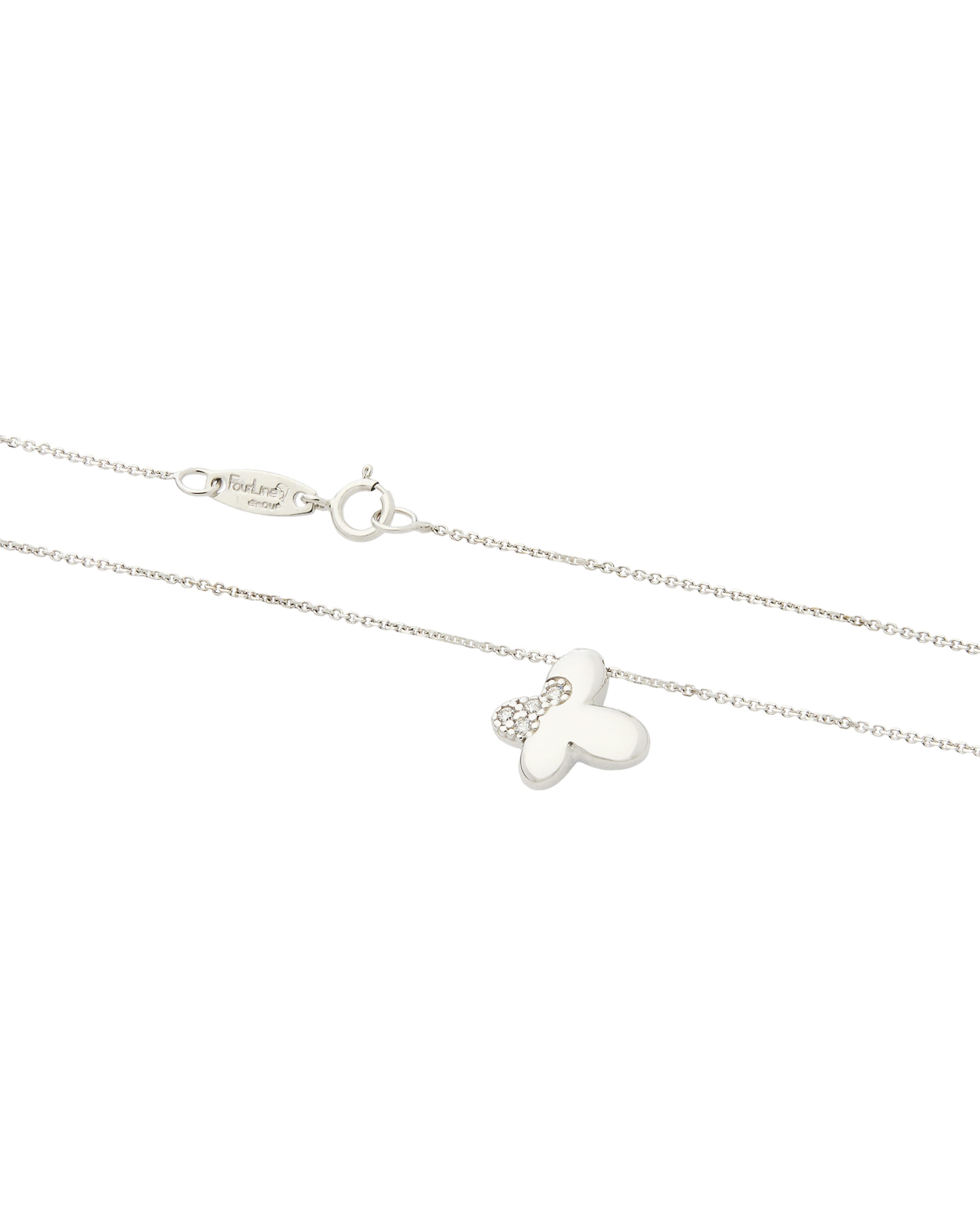 Catenina oro bianco e ciondolo farfalla con diamanti-2