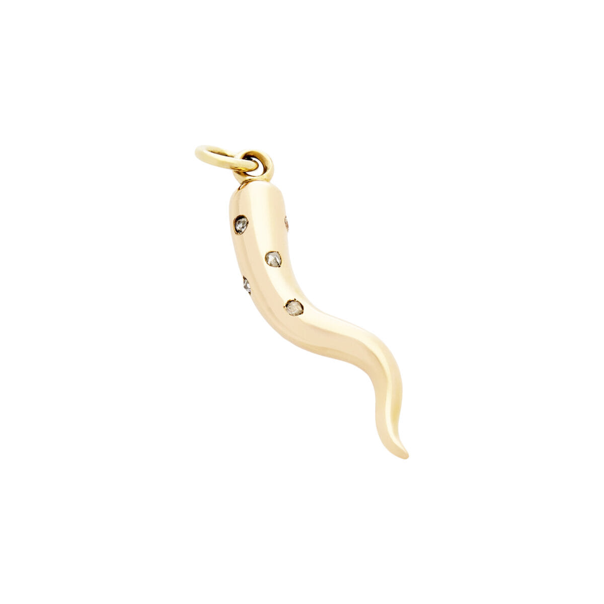 Ciondolo corno in oro rosa 9 kt con diamanti rose-1