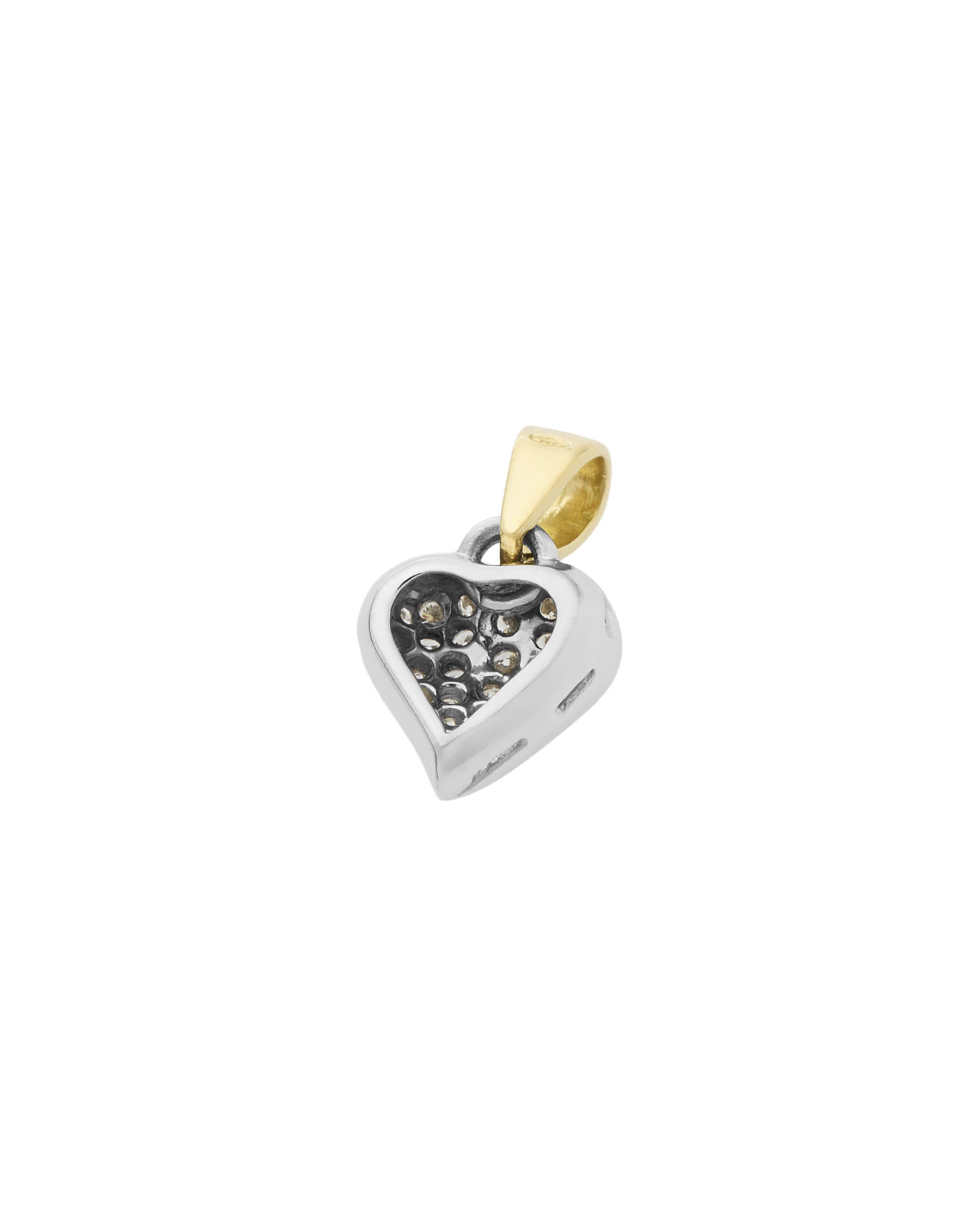 Ciondolo cuore in oro giallo con pavé di diamanti-2