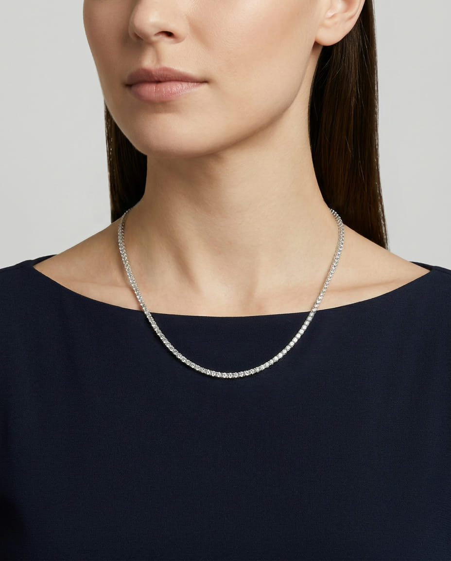 Collana tennis diamanti e oro bianco-3