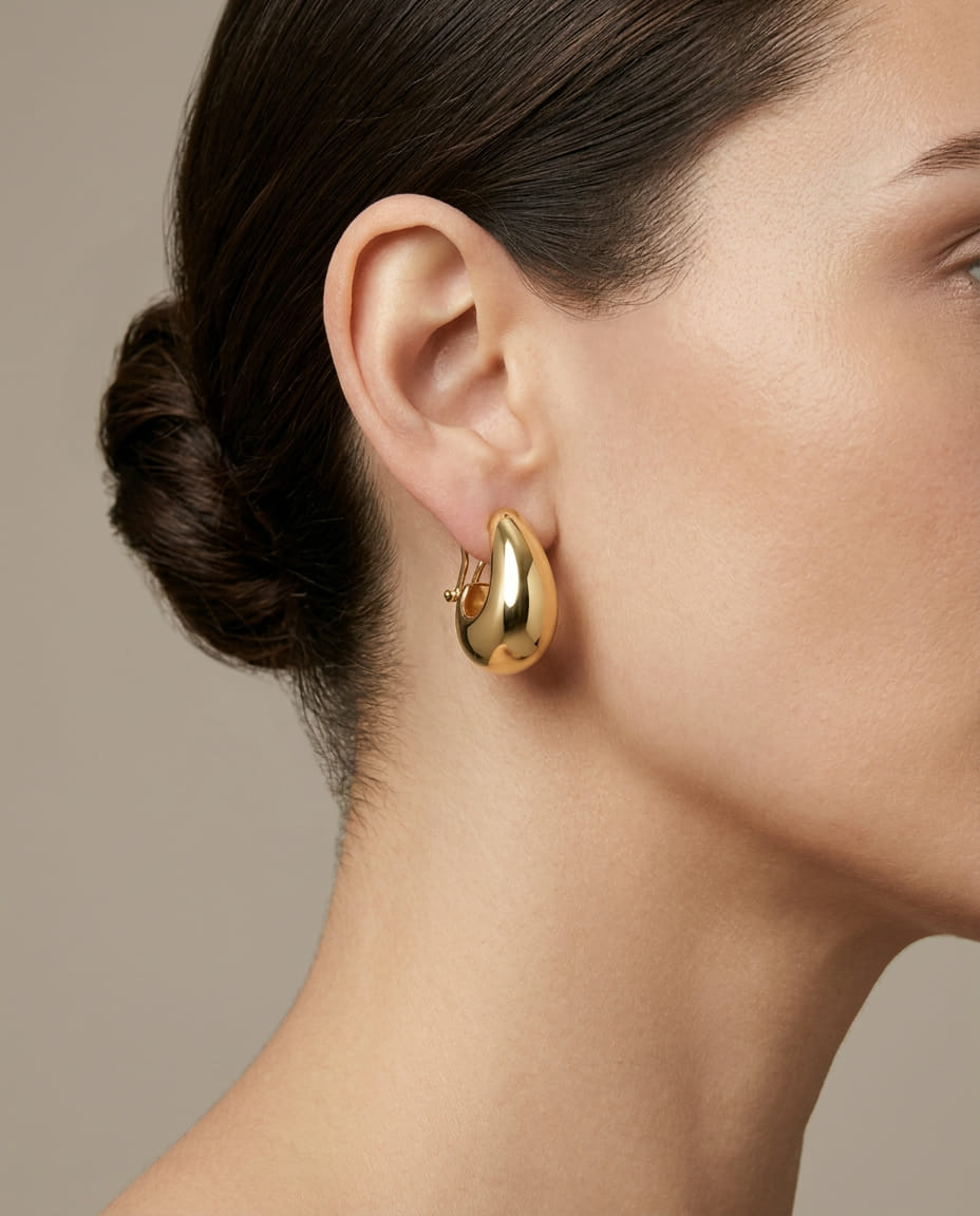 Orecchini cerchietto bombati in oro giallo 18 kt-3