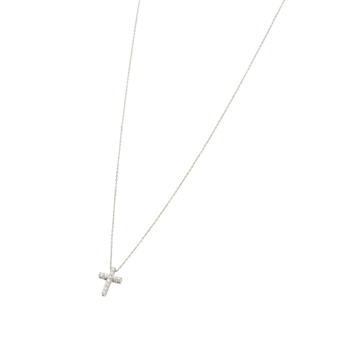 Catenina miluna con ciondolo croce in oro bianco e diamanti-1