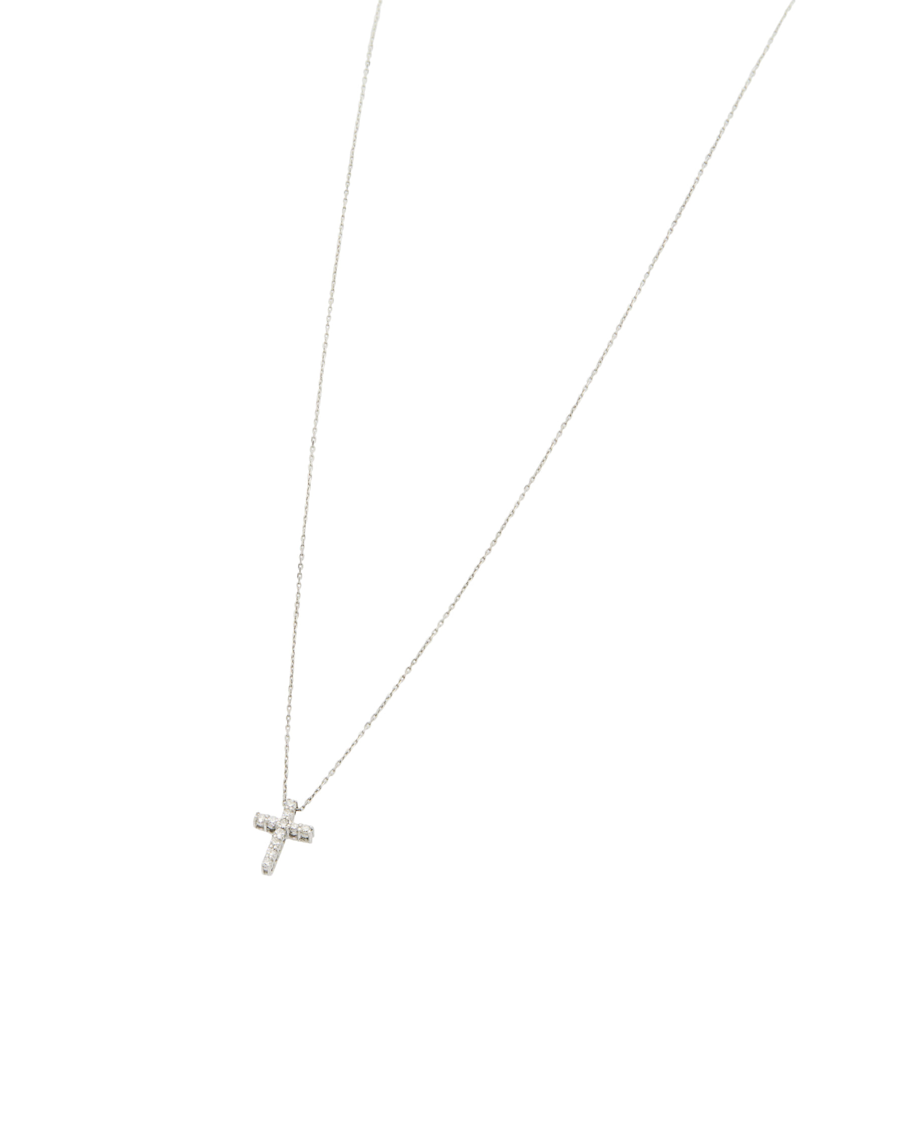 Catenina miluna con ciondolo croce in oro bianco e diamanti-1