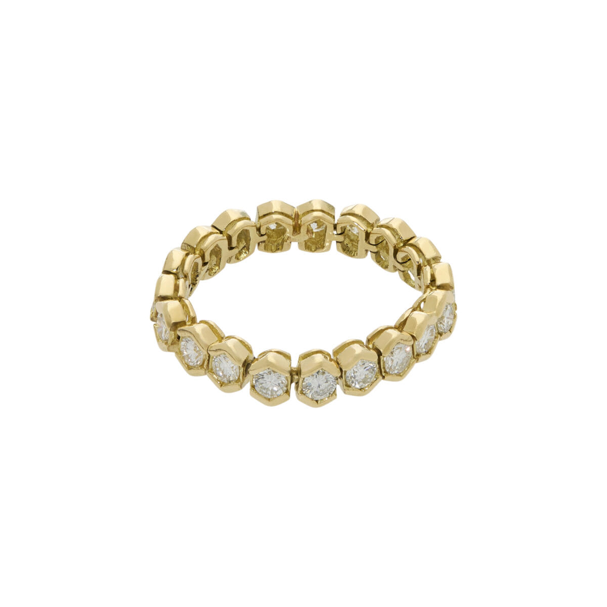 Anello eternity maglia morbida in oro giallo e diamanti-1