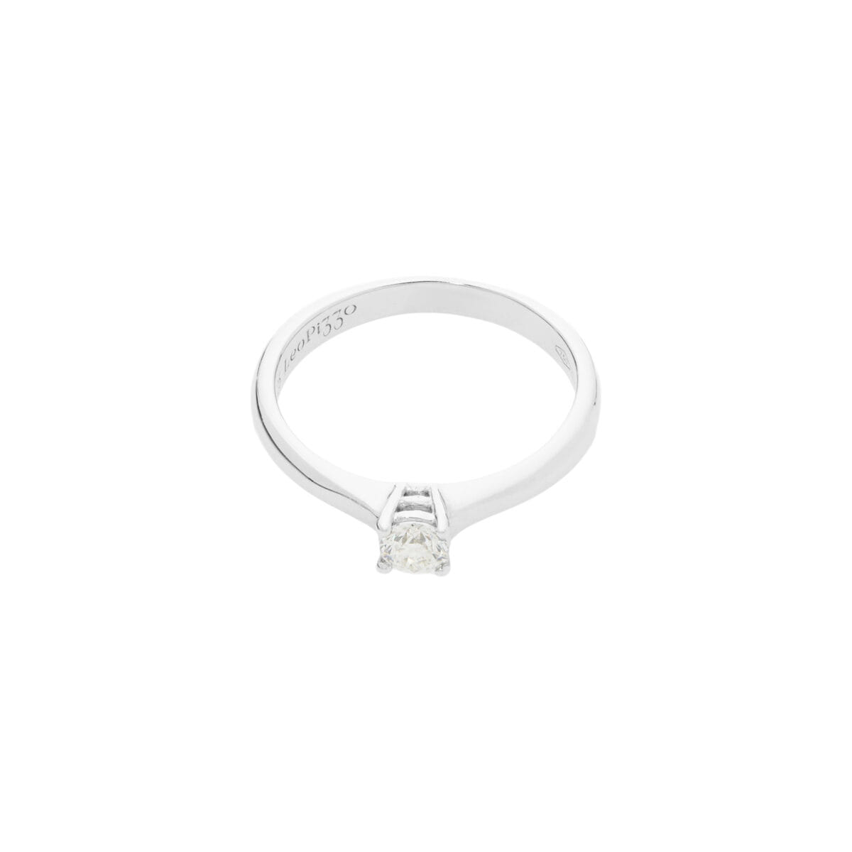 Anello solitario leopizzo in oro bianco e diamante 0,25 ct-1