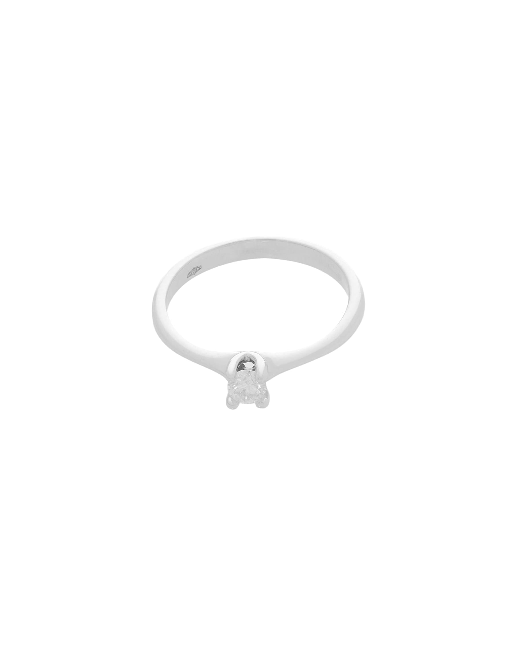 Anello solitario oro bianco 18kt e diamante taglio round 0,13 ct-1