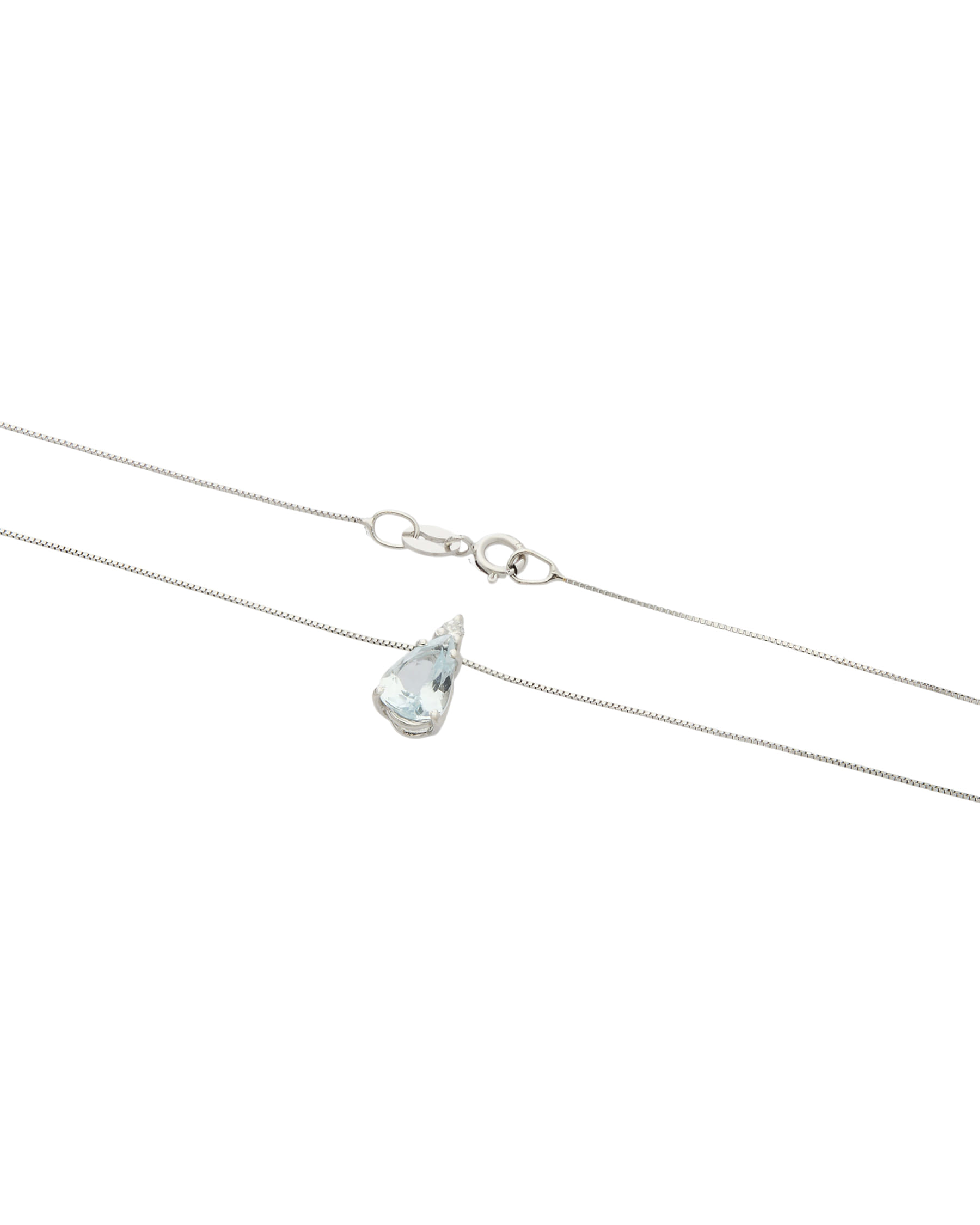 Catenina in oro bianco con ciondolo in acquamarina e diamante-2