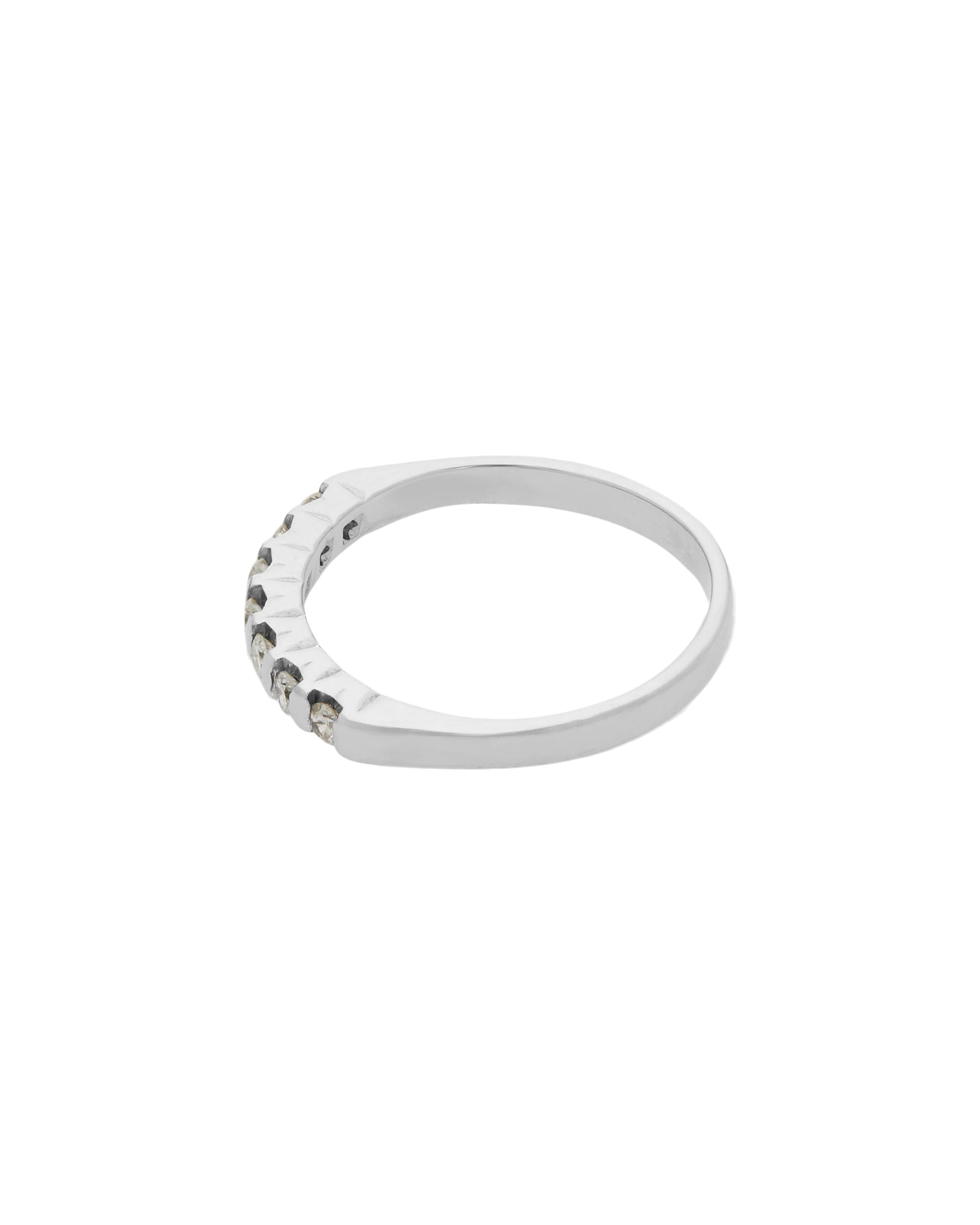 Anello veretta in oro bianco e 7 diamanti 0,14 ct-2