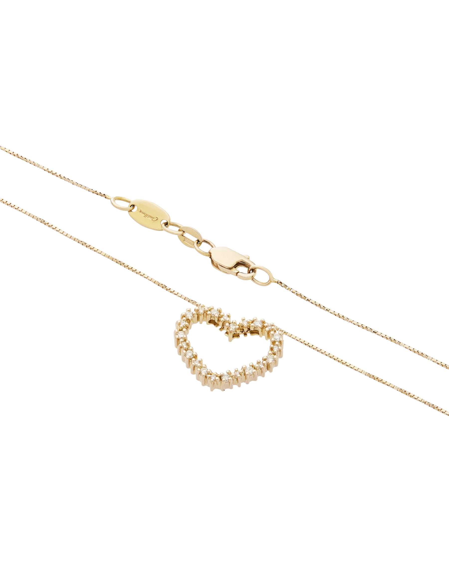 Catenina con ciondolo cuore in oro rosa e diamanti miluna-2