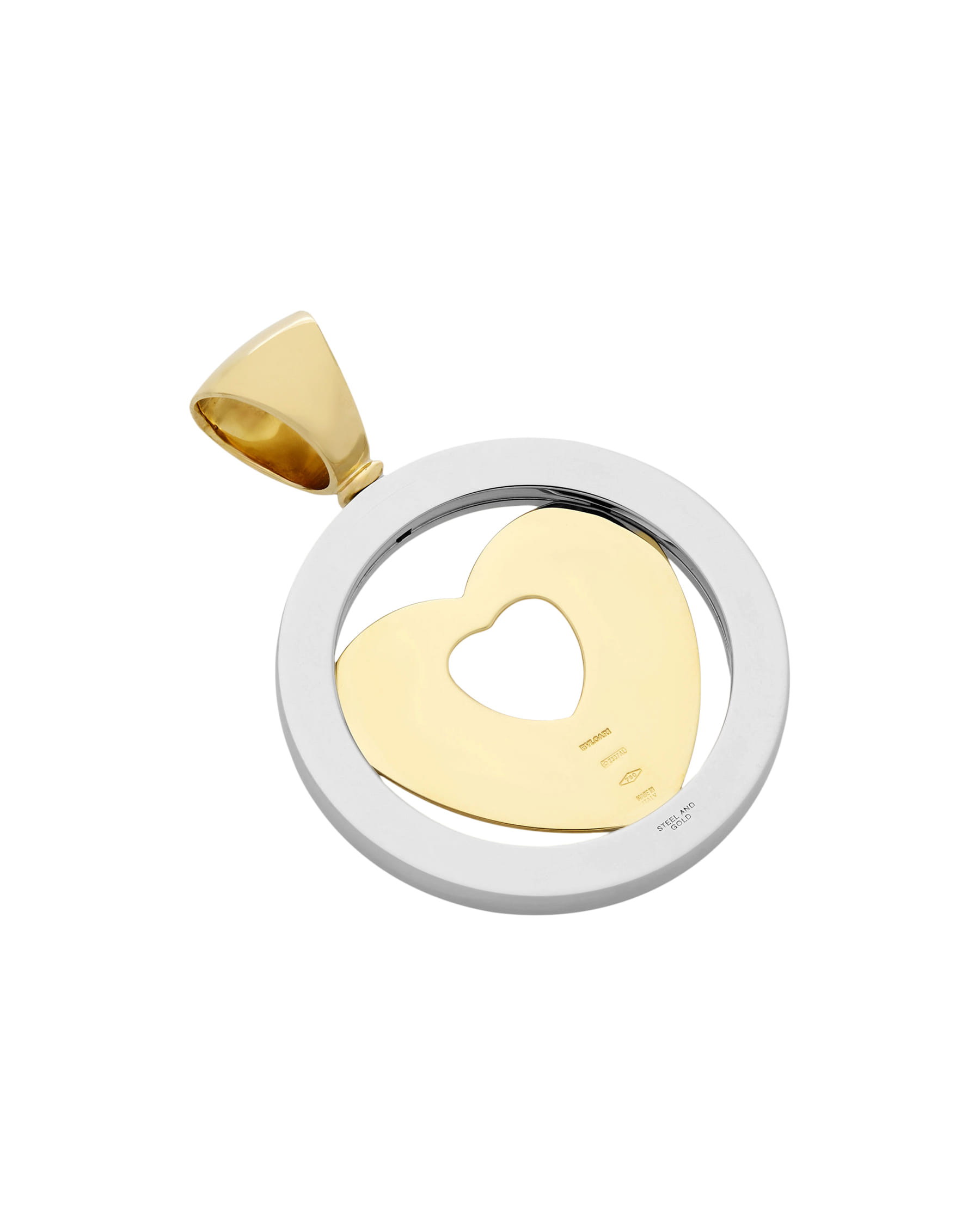 Ciondolo cuore bulgari oro giallo e acciaio-1