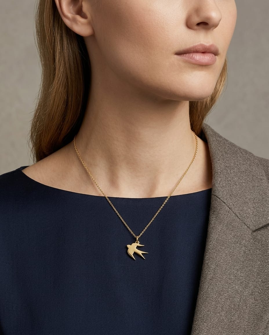 Ciondolo dodo rondine in oro giallo 18kt-3