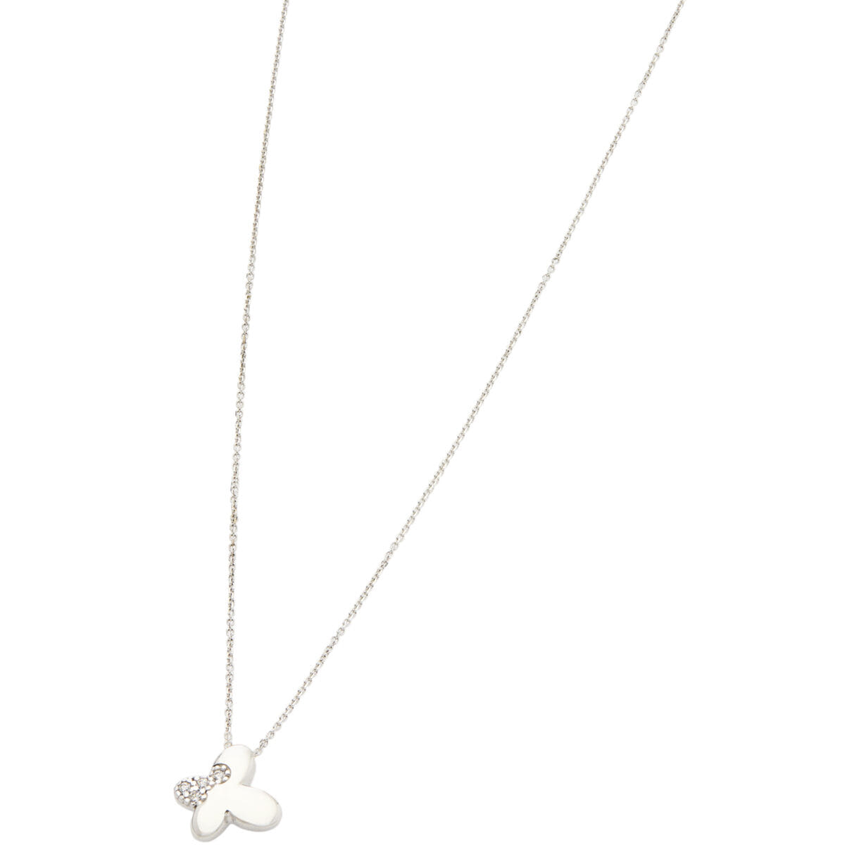 Catenina oro bianco e ciondolo farfalla con diamanti-1