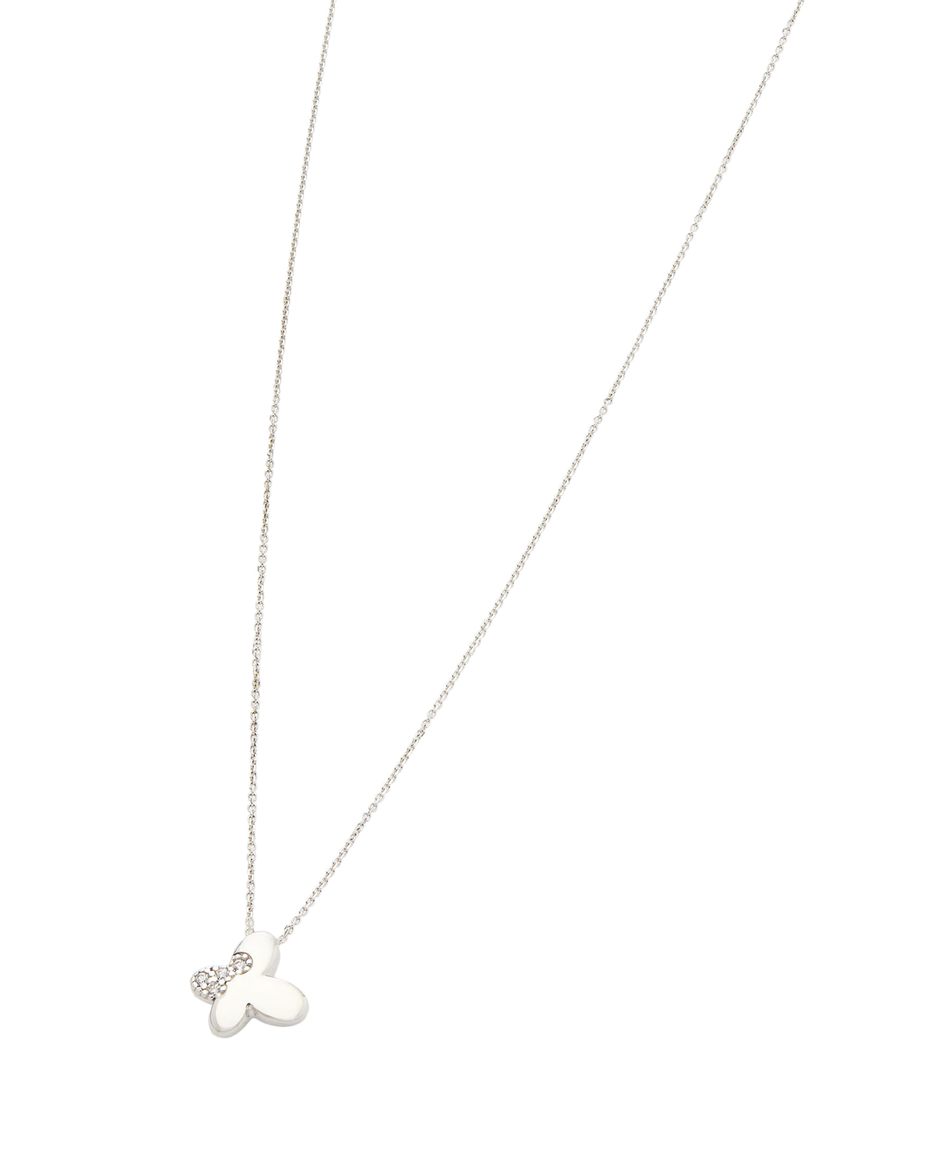 Catenina oro bianco e ciondolo farfalla con diamanti-1