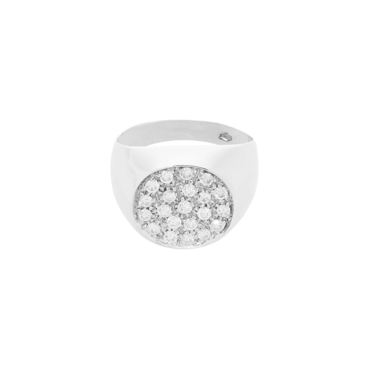 Anello sigillo in oro bianco e diamanti-1