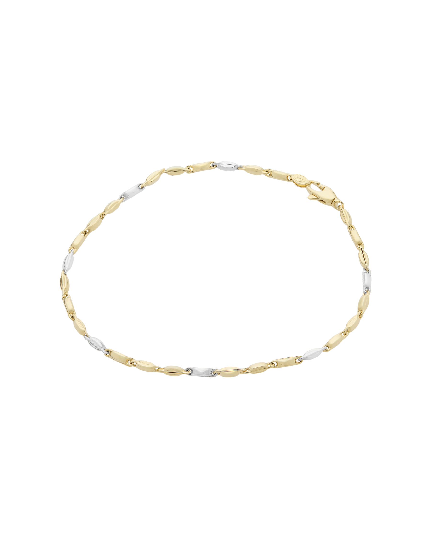 Bracciale chicchi di riso in oro giallo e bianco-1