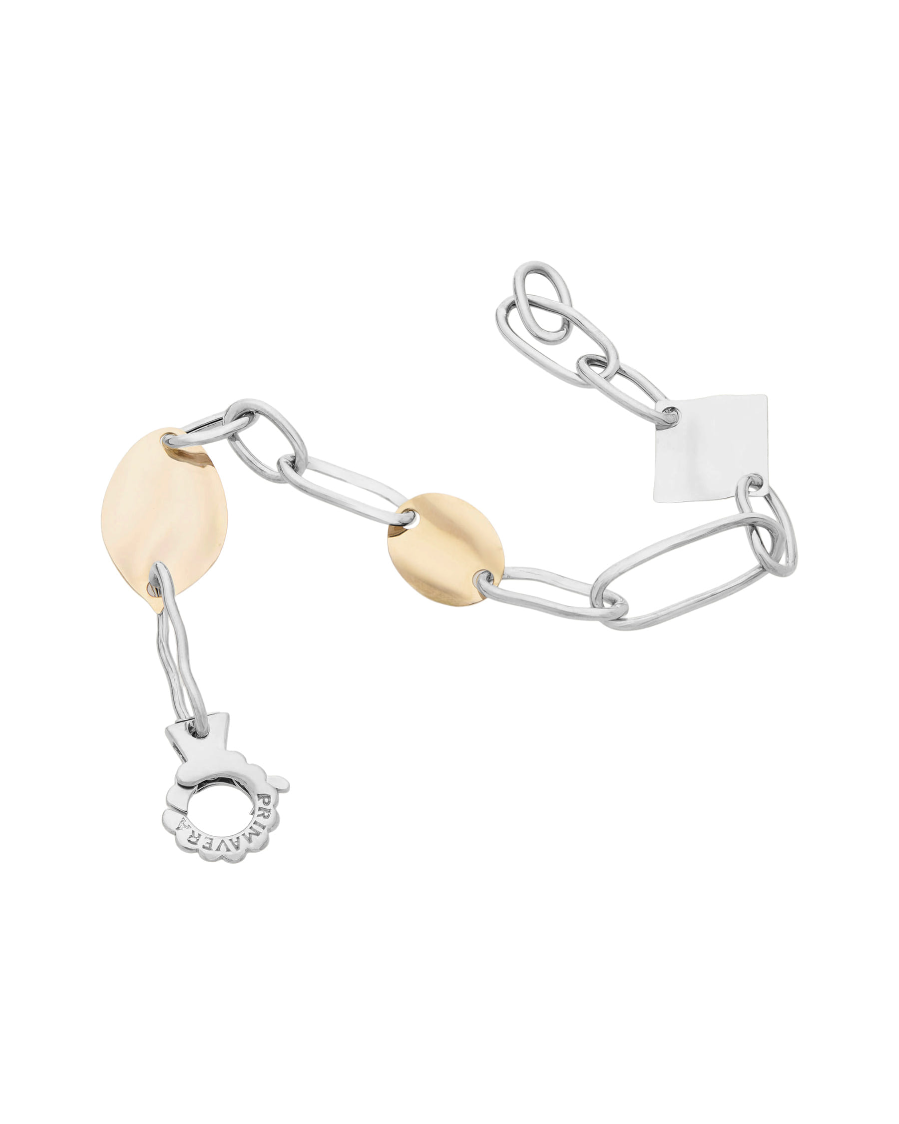 Bracciale a catena in oro bianco con 2 elementi rosa 18kt-2