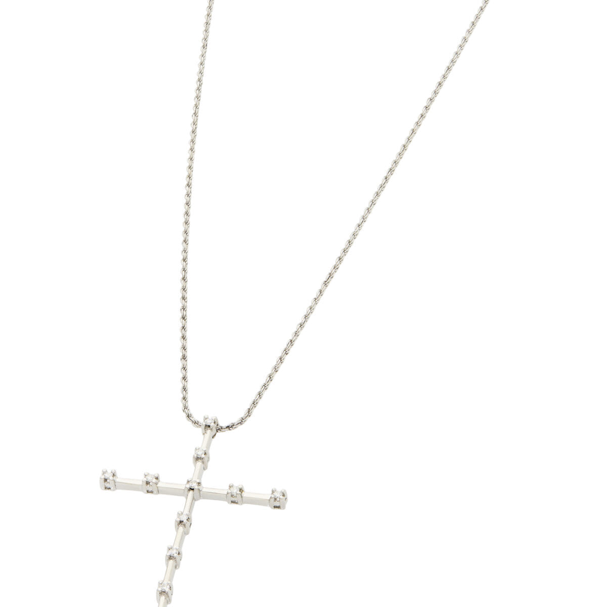 Collana croce chimento oro bianco e diamanti-1