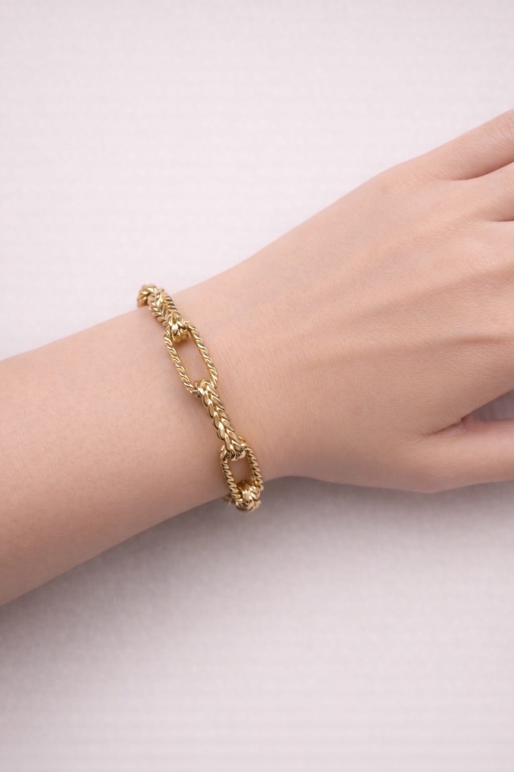 Bracciale marchisio napoleone con maglia a catena ovale intrecciata in oro giallo 18kt-3