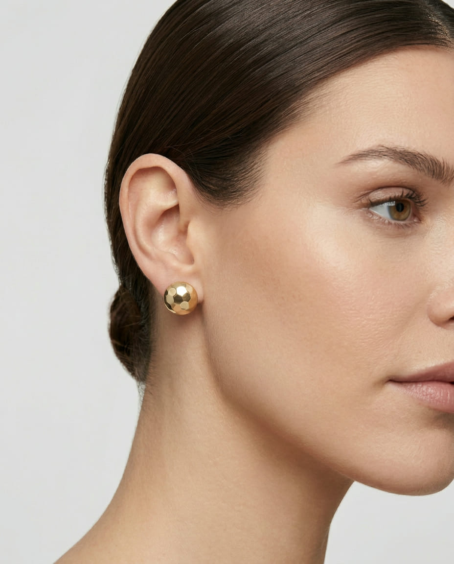 Orecchini oro rosa a bottone sfaccettato-3