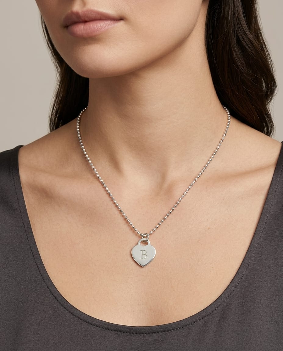 Catenina a palline e ciondolo heart tag return to tiffany in argento 925-3