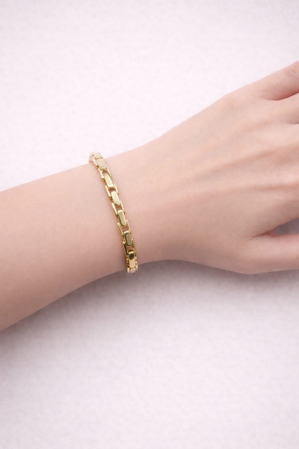 Bracciale barakà maglia catena rettangolare in oro giallo-3