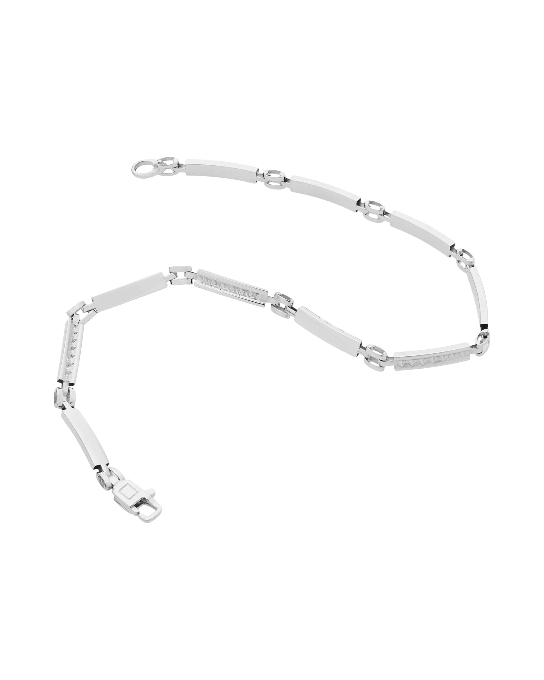 Bracciale in oro bianco maglia modulare lavorato e lucido-2