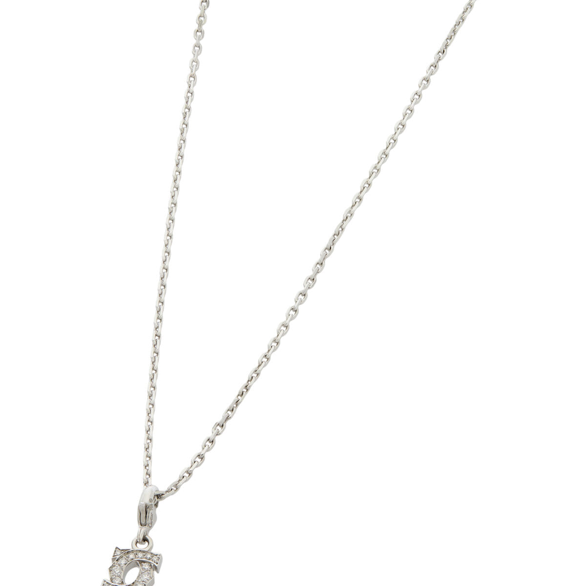 Collana c de cartier in oro bianco e diamanti-1