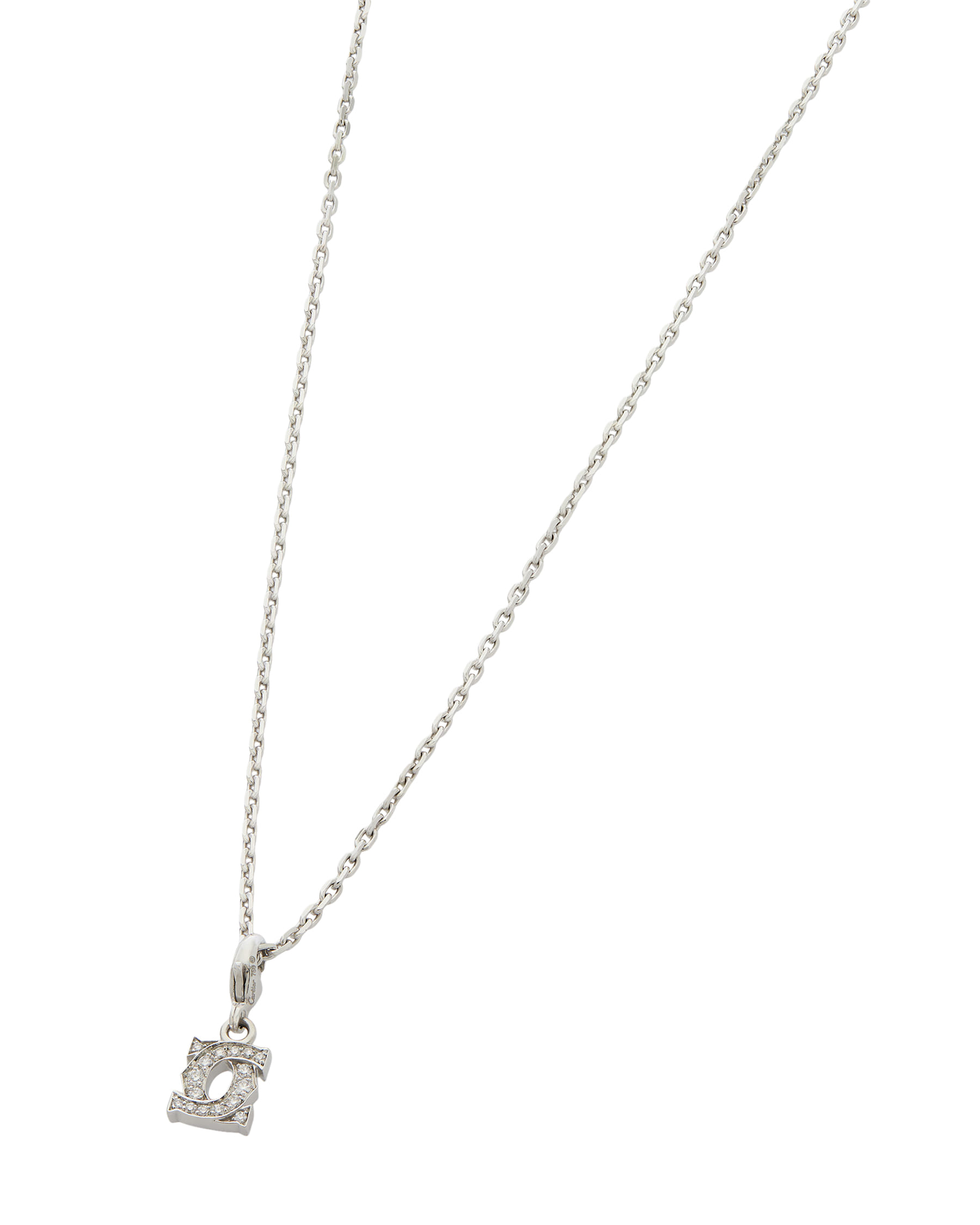 Collana c de cartier in oro bianco e diamanti-1