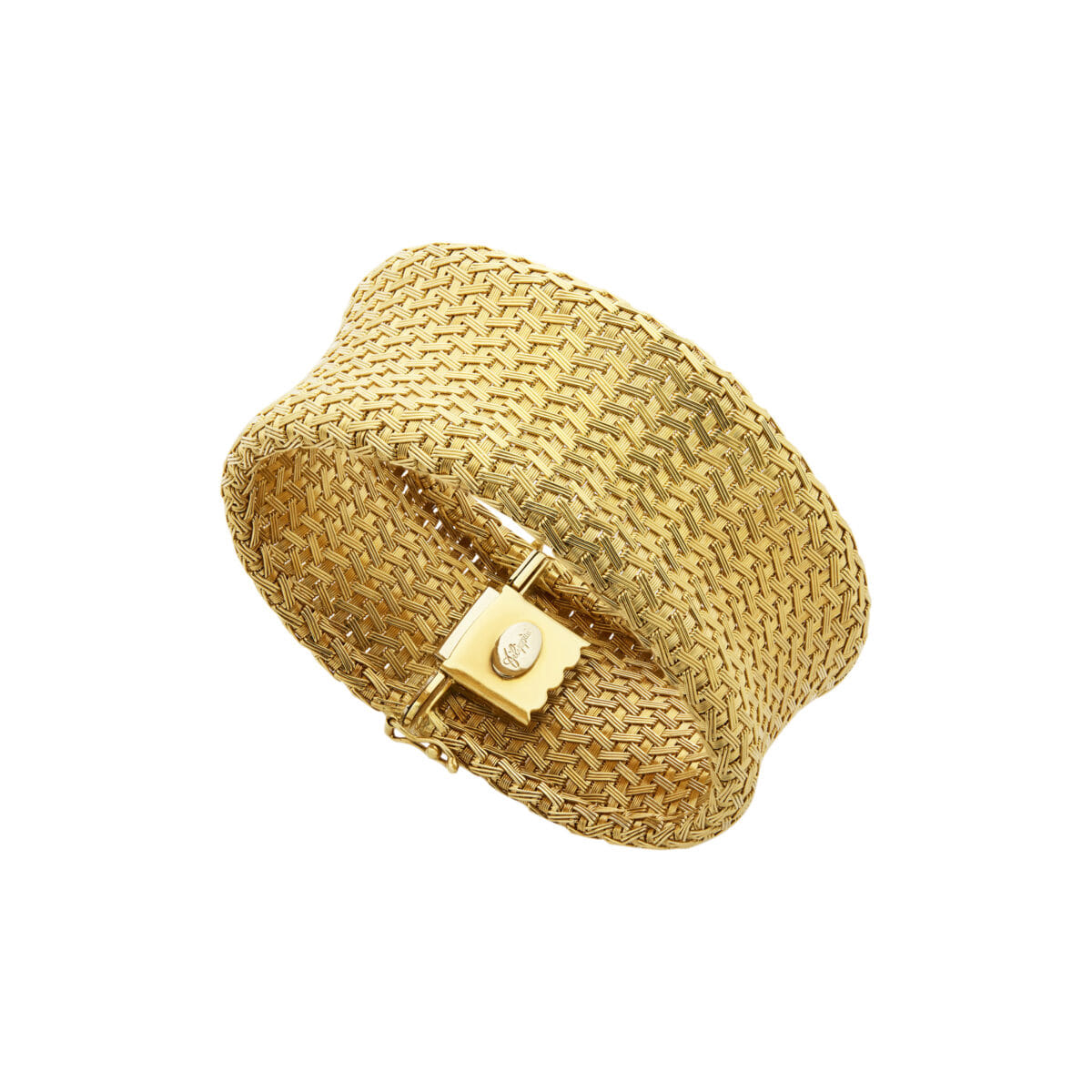 Bracciale fascia filippini oro giallo a maglia intrecciata-1