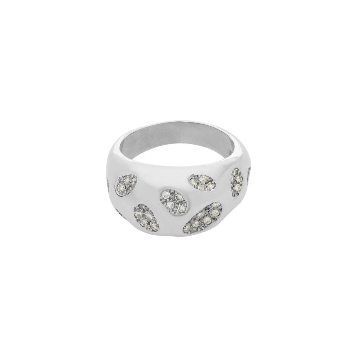 Anello fascia bombata in platino con diamanti-1