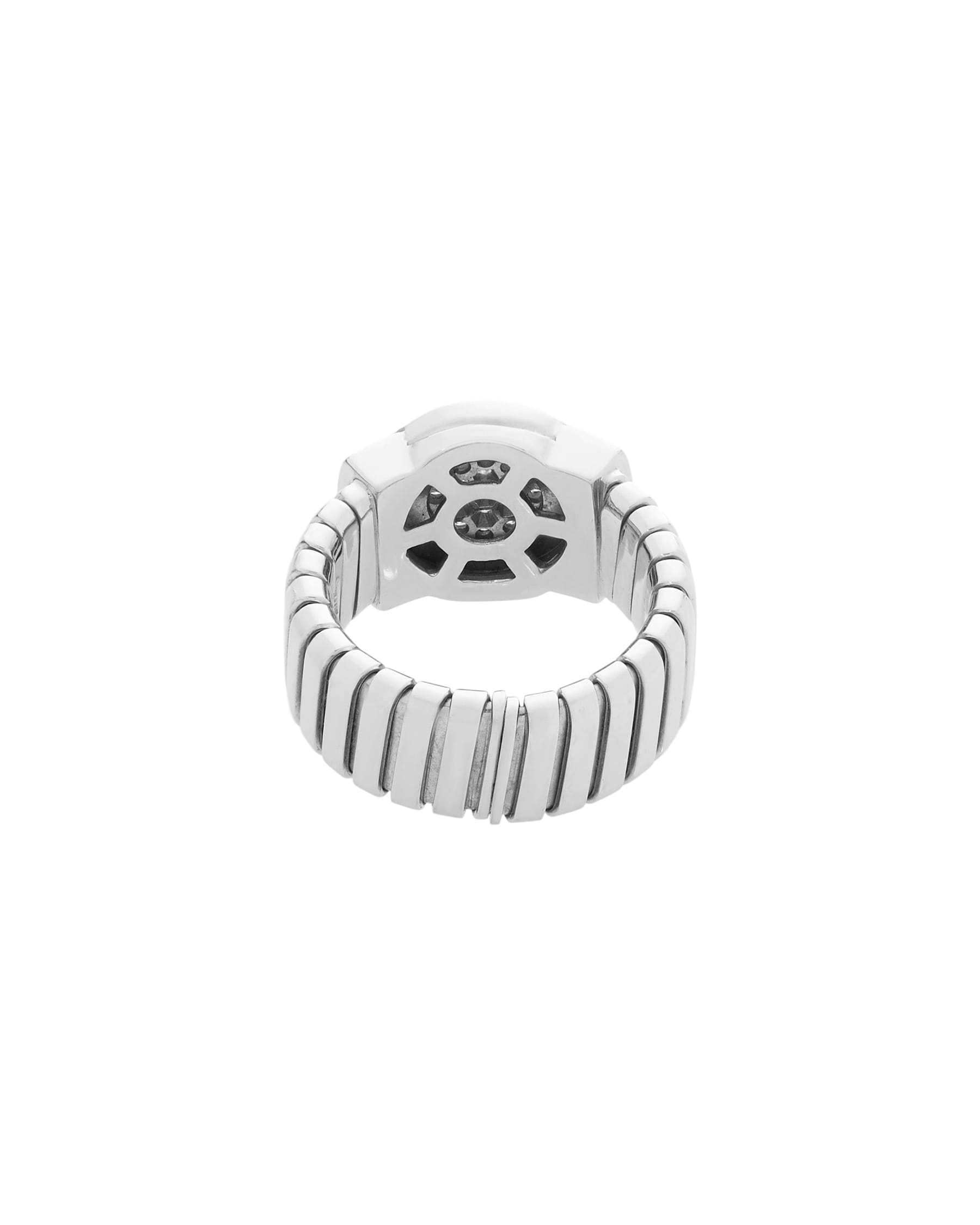 Anello bulgari tubogas in oro bianco e diamanti-3