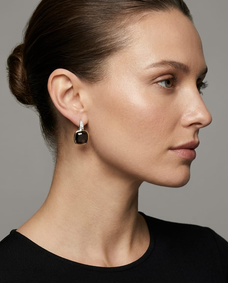 Orecchini pomellato sherazade in oro giallo con granati e diamanti-3