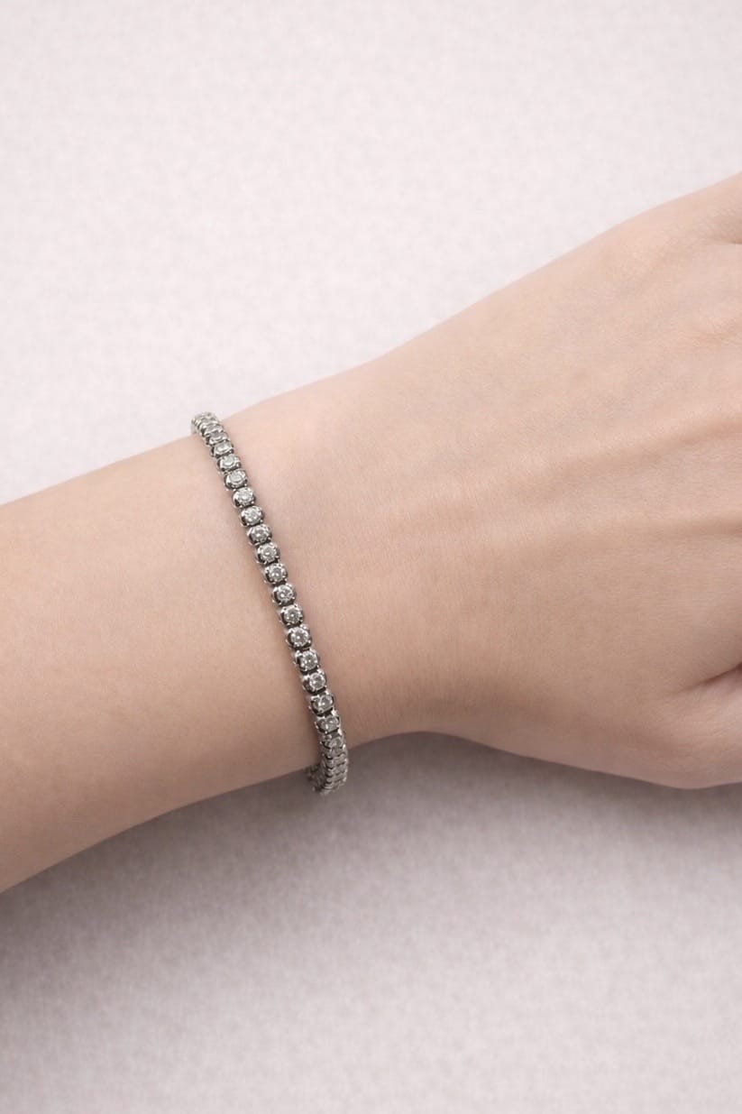 Bracciale tennis cipollino in oro bianco e diamanti 1,62 ct-3