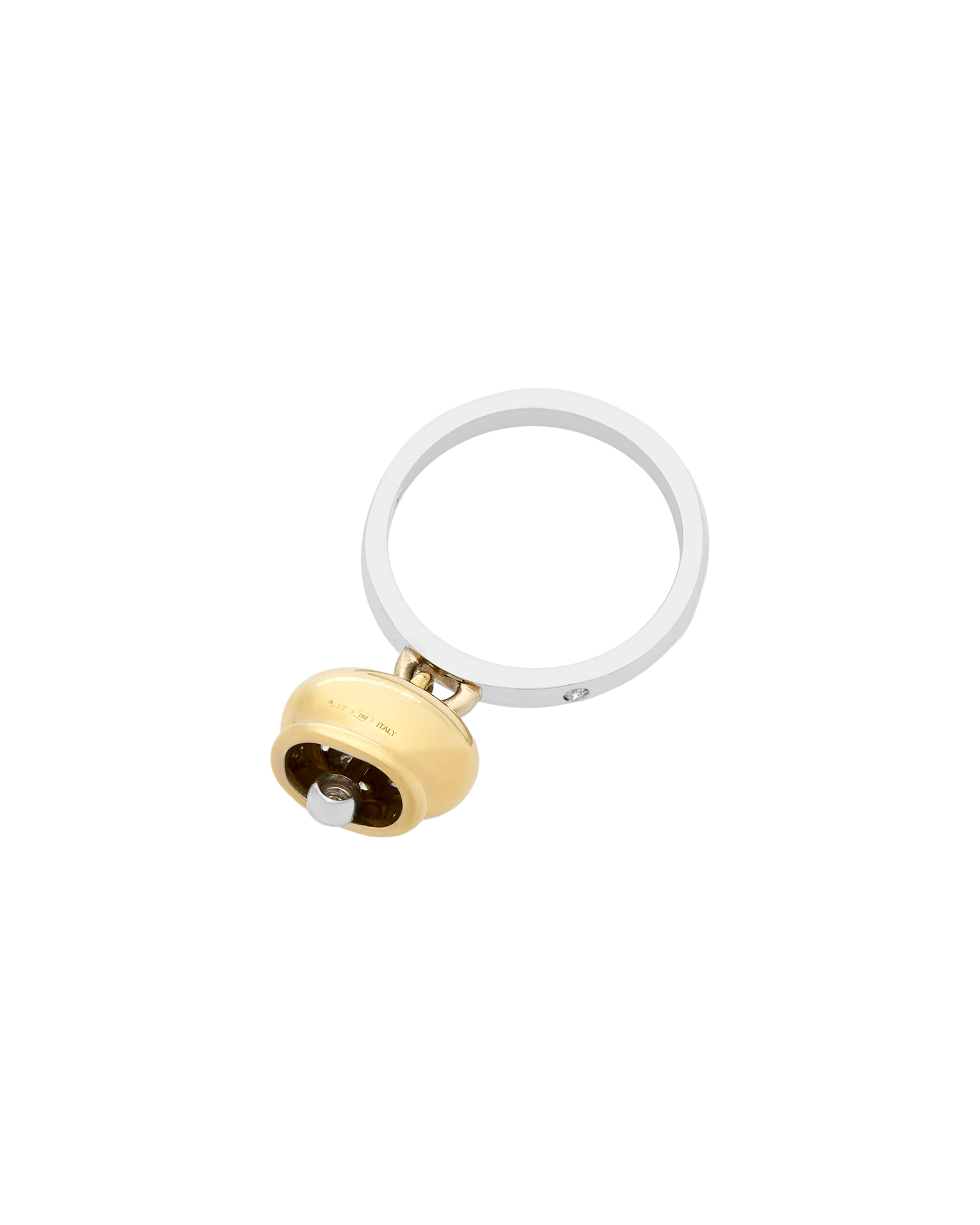 Anello campanelle chantecler in oro bianco e giallo con diamanti-3