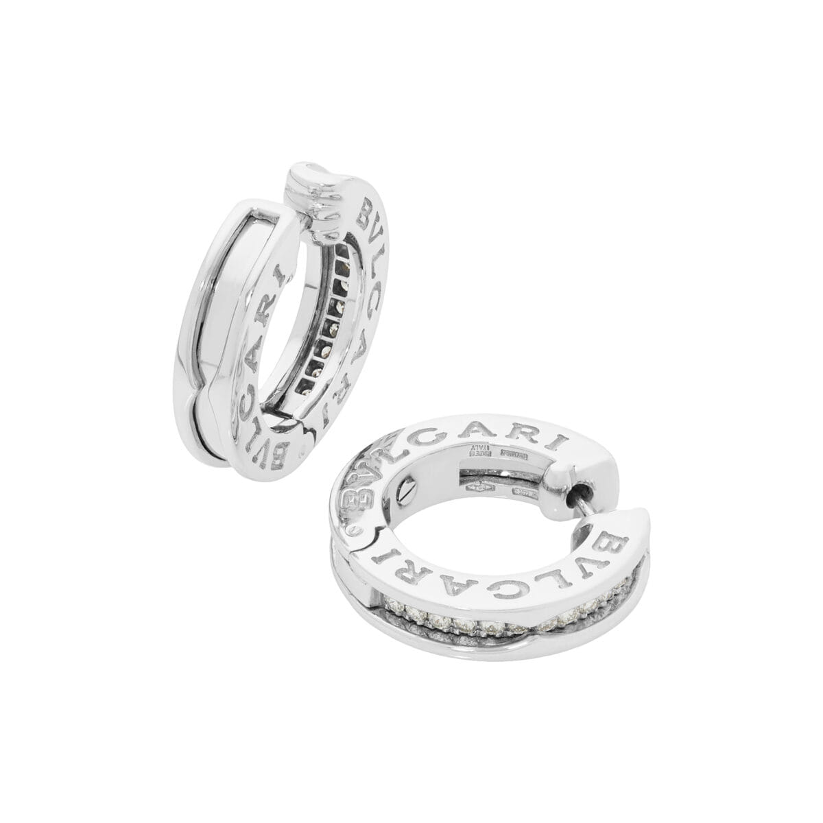 Orecchini bulgari b.zero1 in oro bianco 18kt e diamanti-1