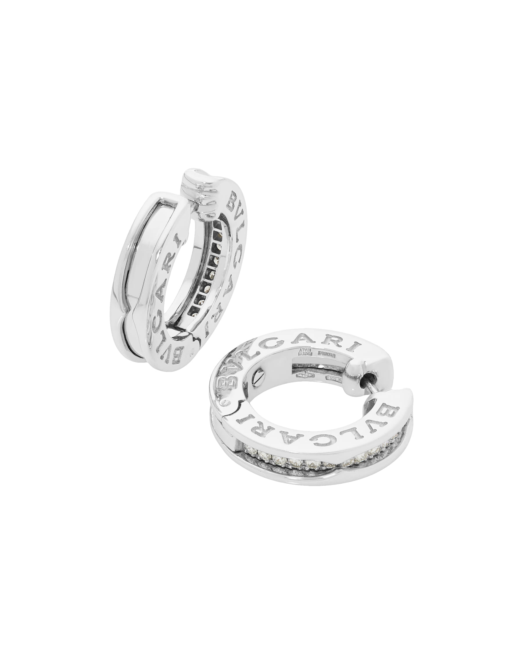 Orecchini bulgari b.zero1 in oro bianco 18kt e diamanti-1