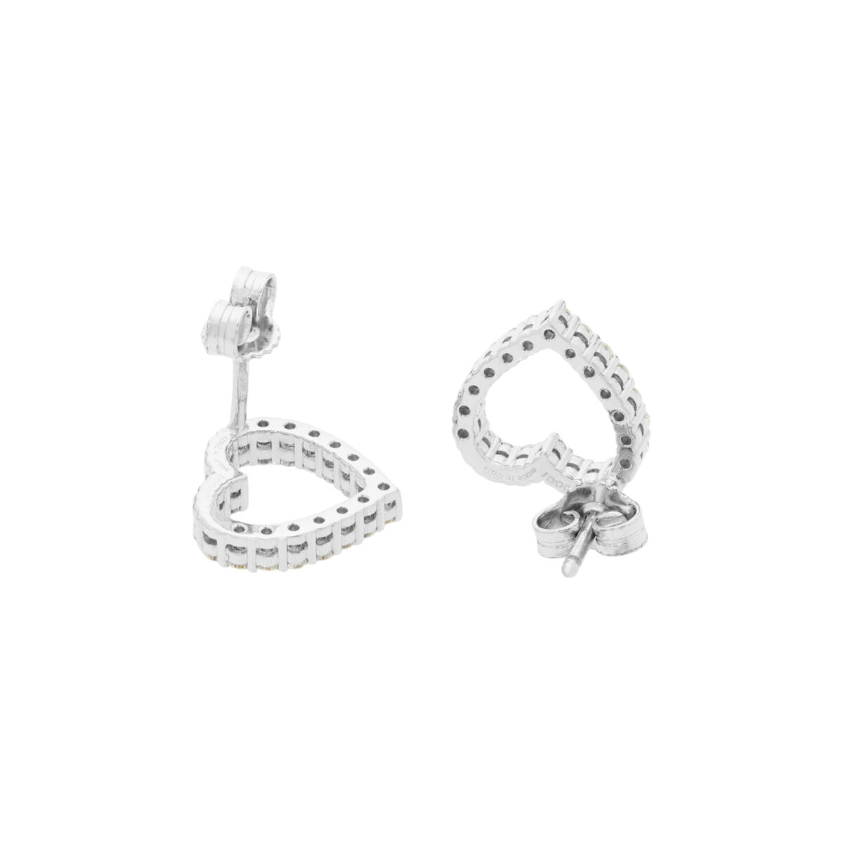 Orecchini gucci cuore in oro bianco e diamanti-1
