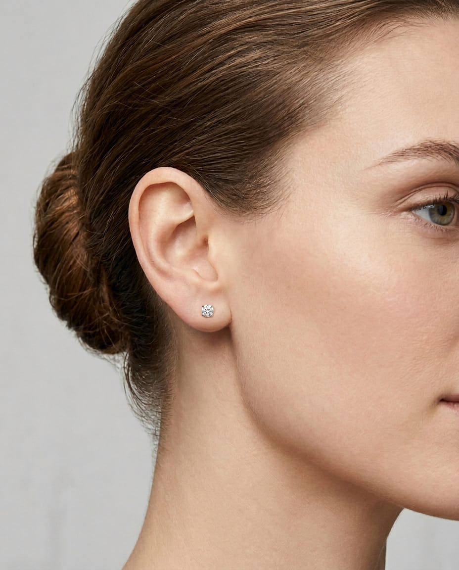 Orecchini punto luce tiffany&co. in platino con diamanti 0,38 ct-3