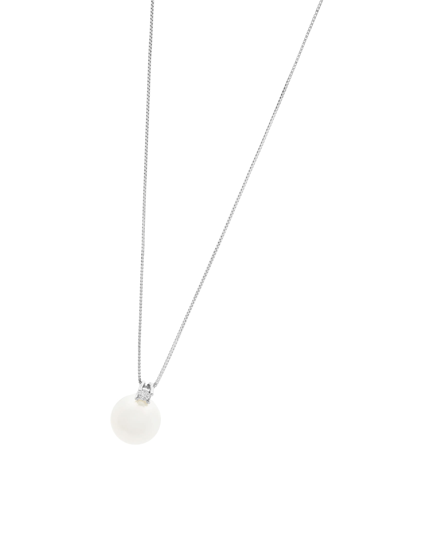 Catenina in oro bianco con diamante e perla 8,3 mm-1
