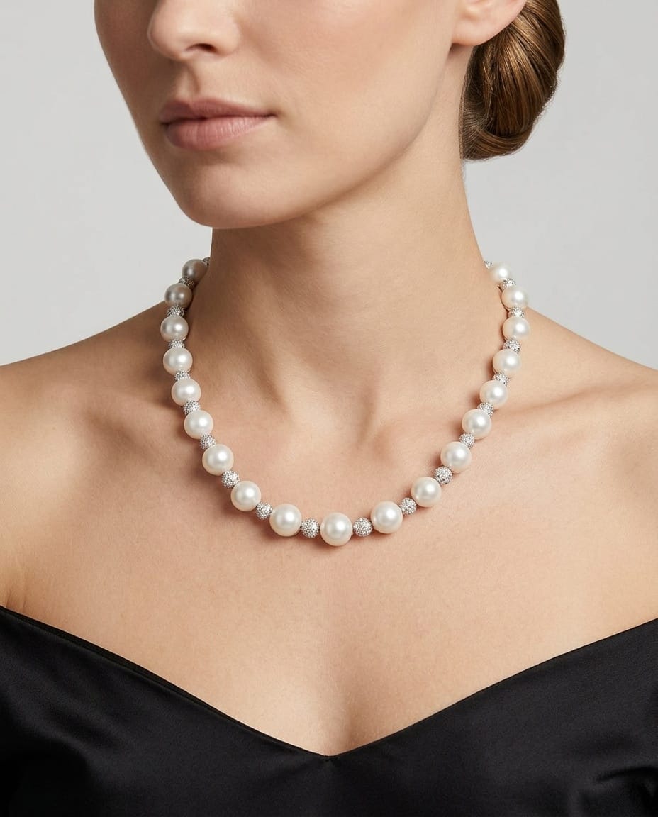 Collana chantecler bon bon in oro bianco perle e diamanti-3