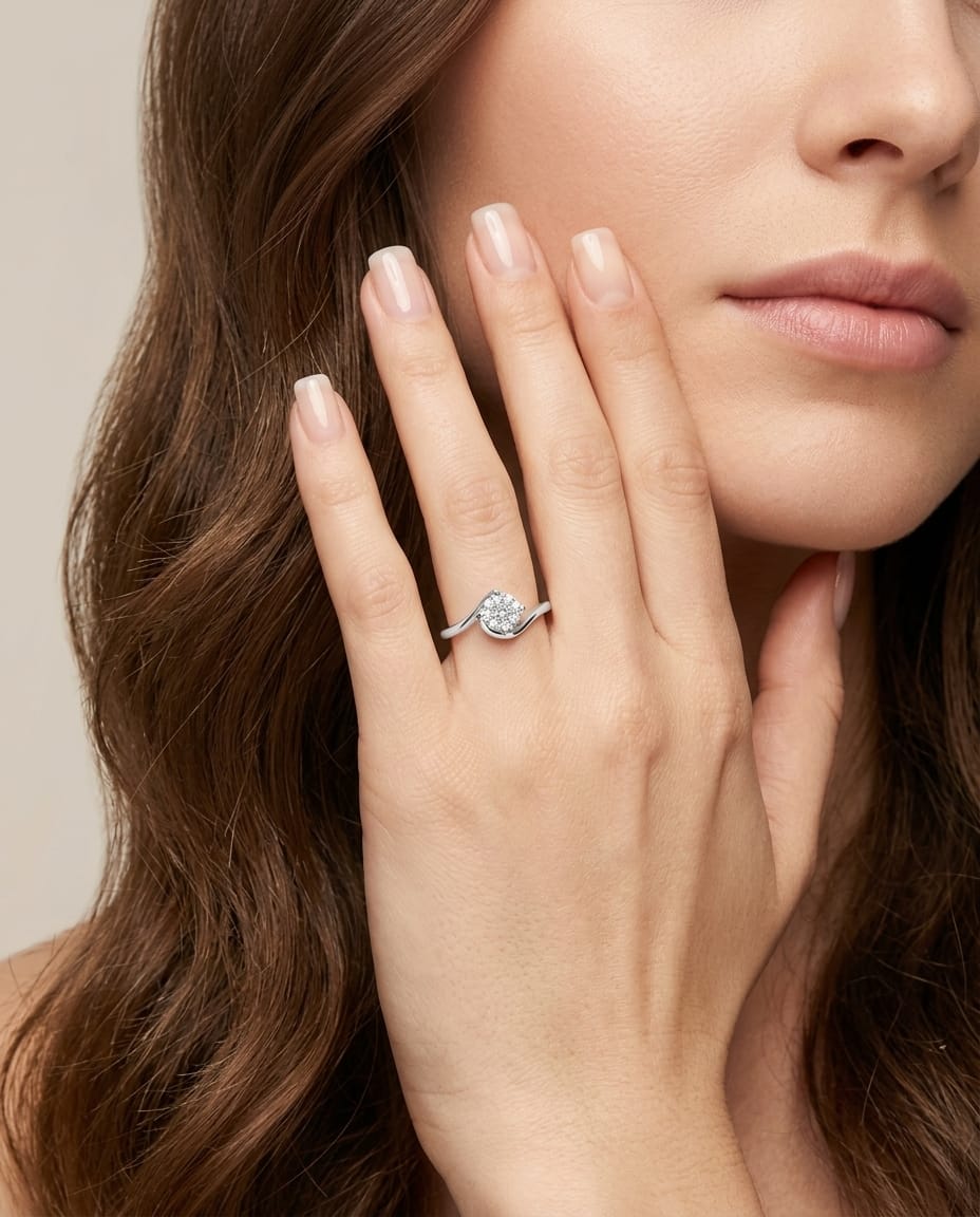 Anello solitario valentino magic fiore in oro bianco e diamanti-4